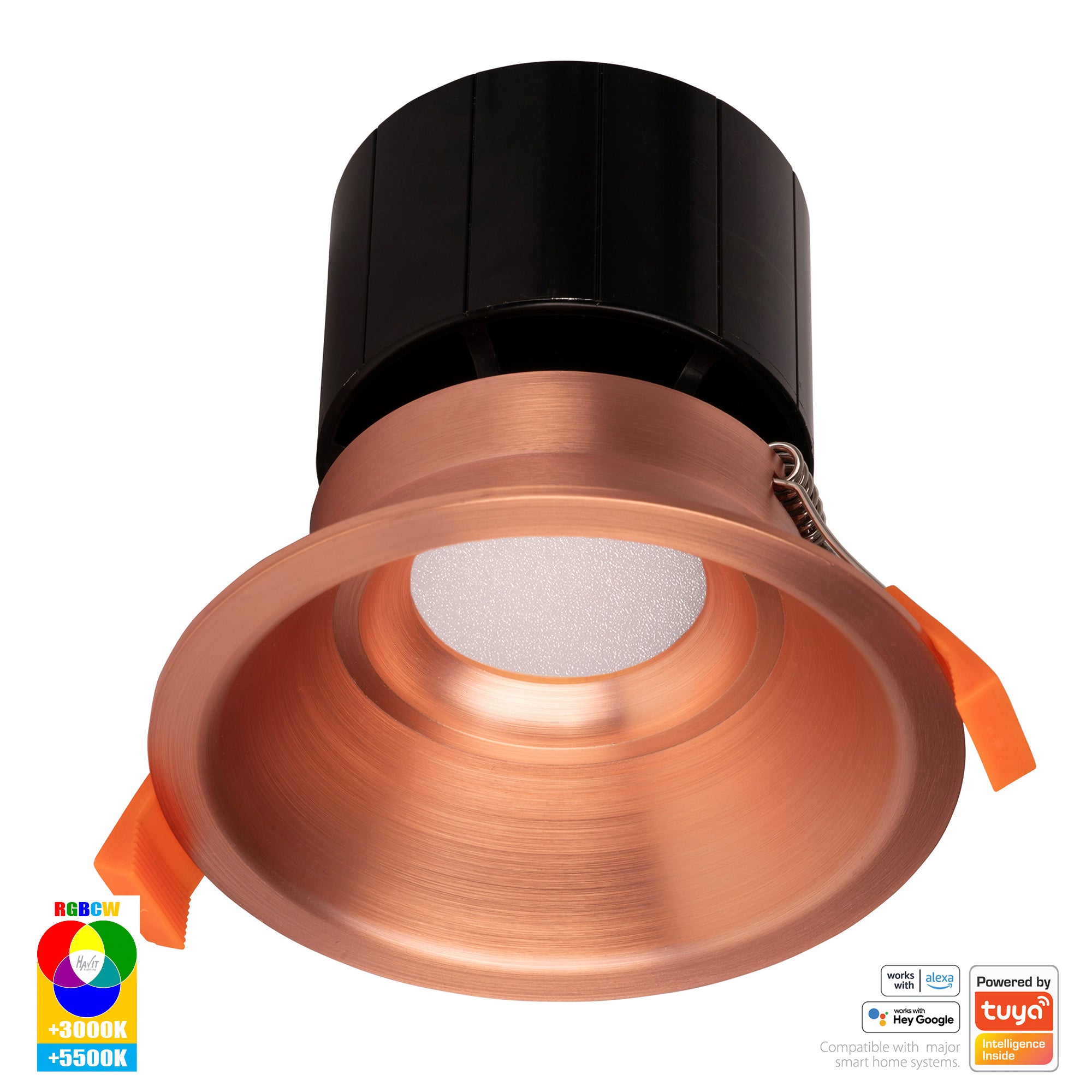 HV5514RGBCW-CP - Prime Copper Coloured Fixed Deep RGBCW WIFI LED Downlight