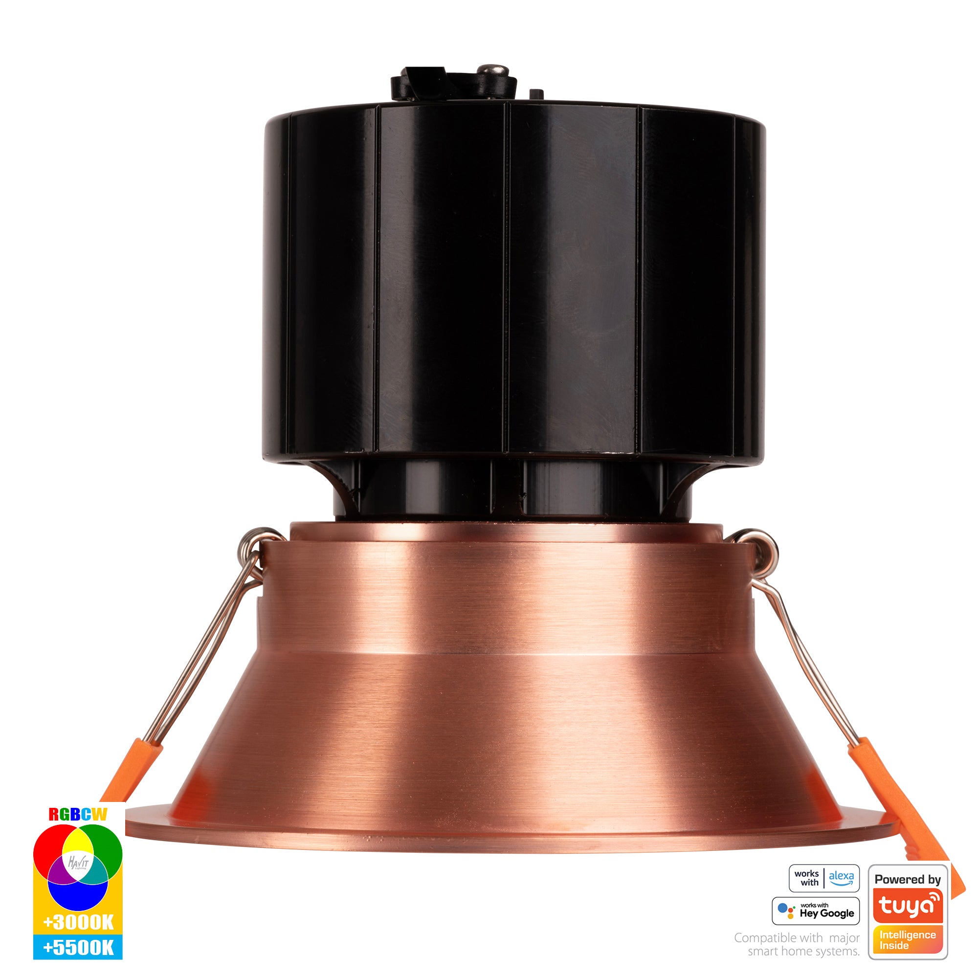 HV5514RGBCW-CP - Prime Copper Coloured Fixed Deep RGBCW WIFI LED Downlight