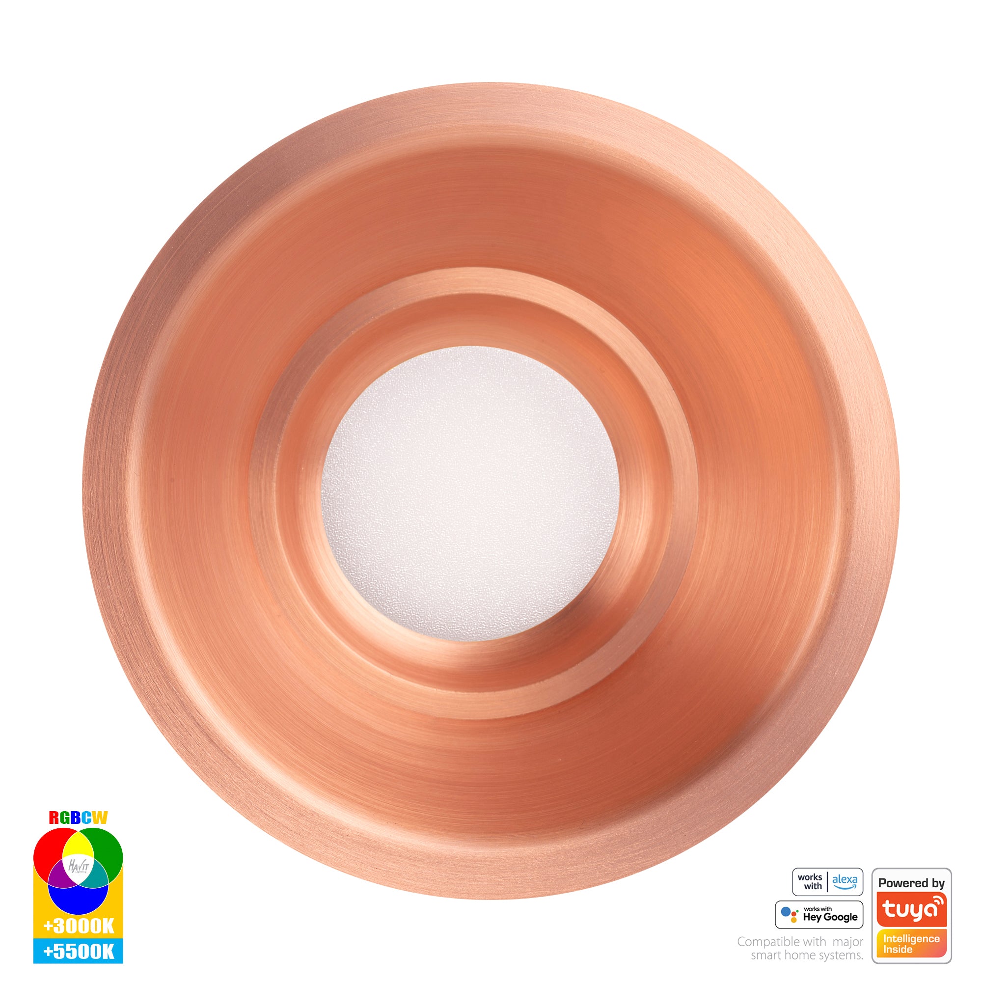 HV5514RGBCW-CP - Prime Copper Coloured Fixed Deep RGBCW WIFI LED Downlight