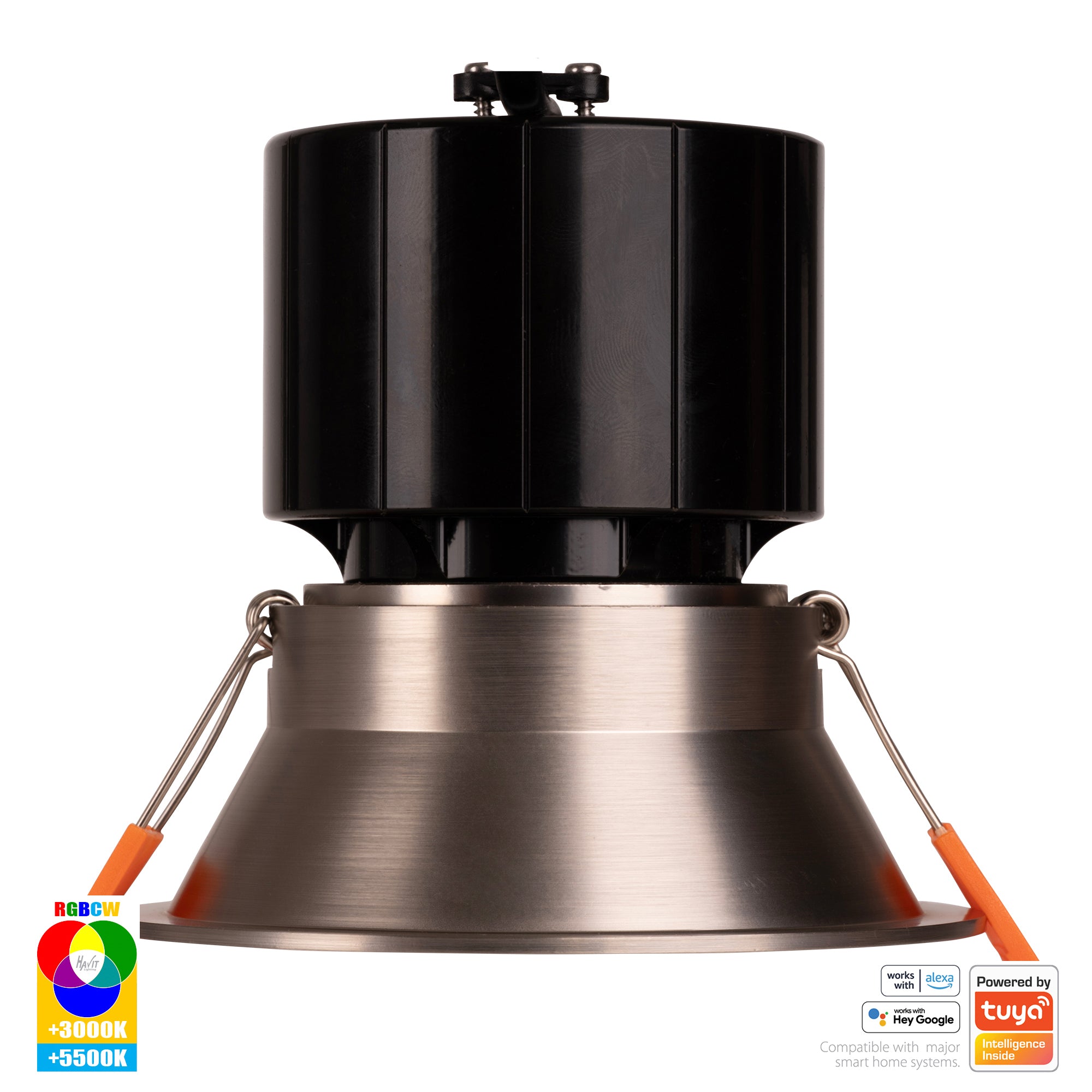 HV5514RGBCW-NK - Prime Nickel Coloured Fixed Deep RGBCW WIFI LED Downlight