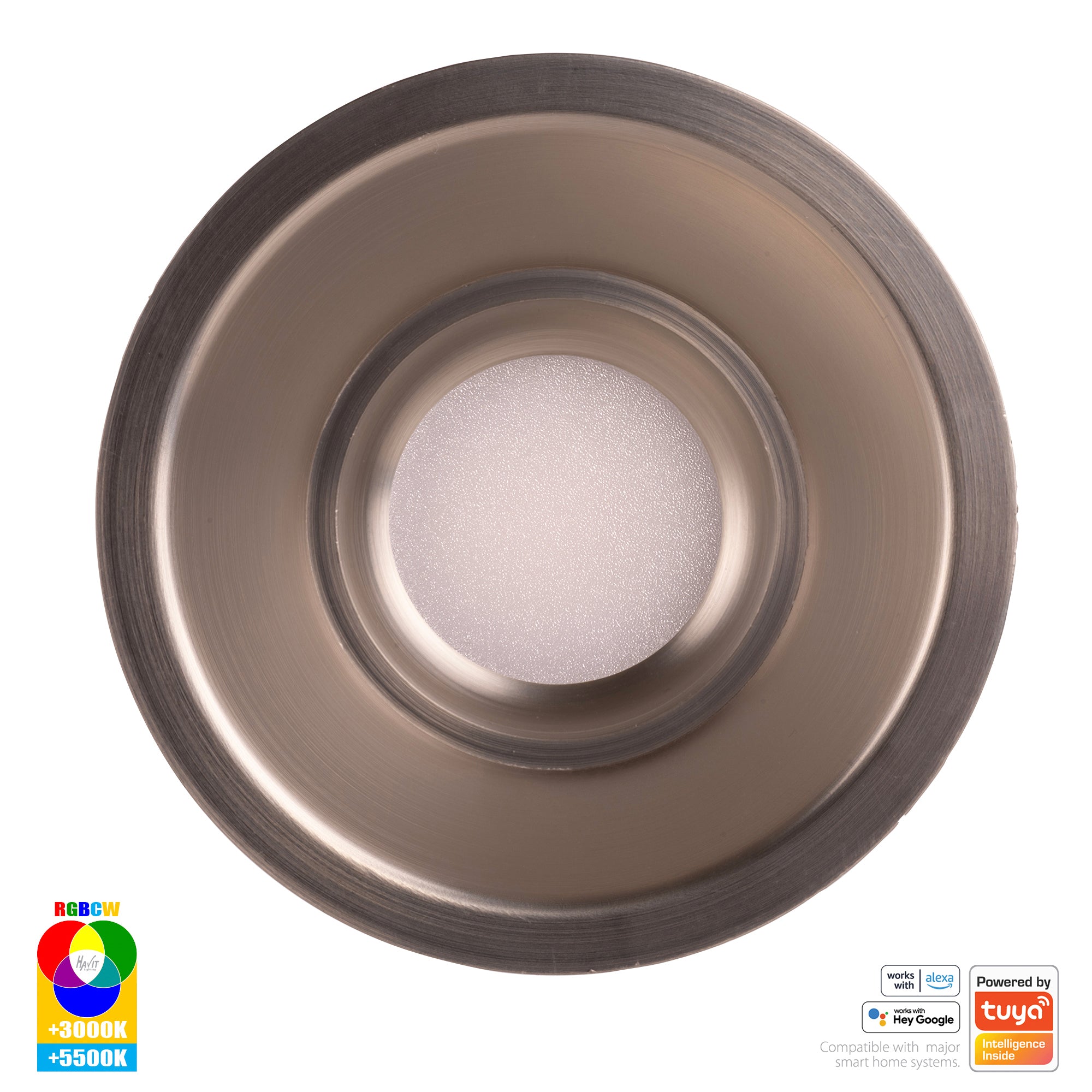 HV5514RGBCW-NK - Prime Nickel Coloured Fixed Deep RGBCW WIFI LED Downlight