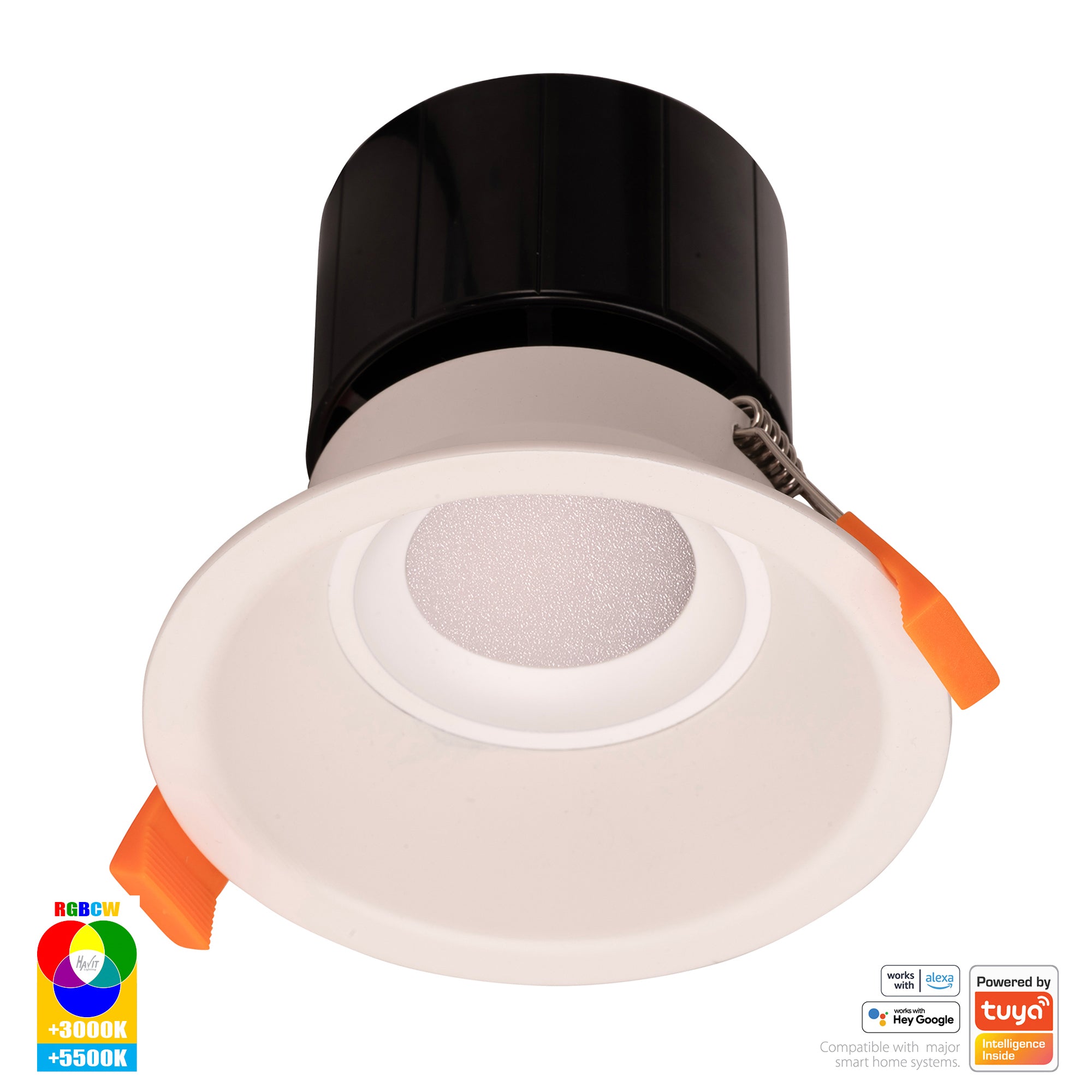 HV5514RGBCW-WHT - Prime White Fixed Deep RGBCW WIFI LED Downlight