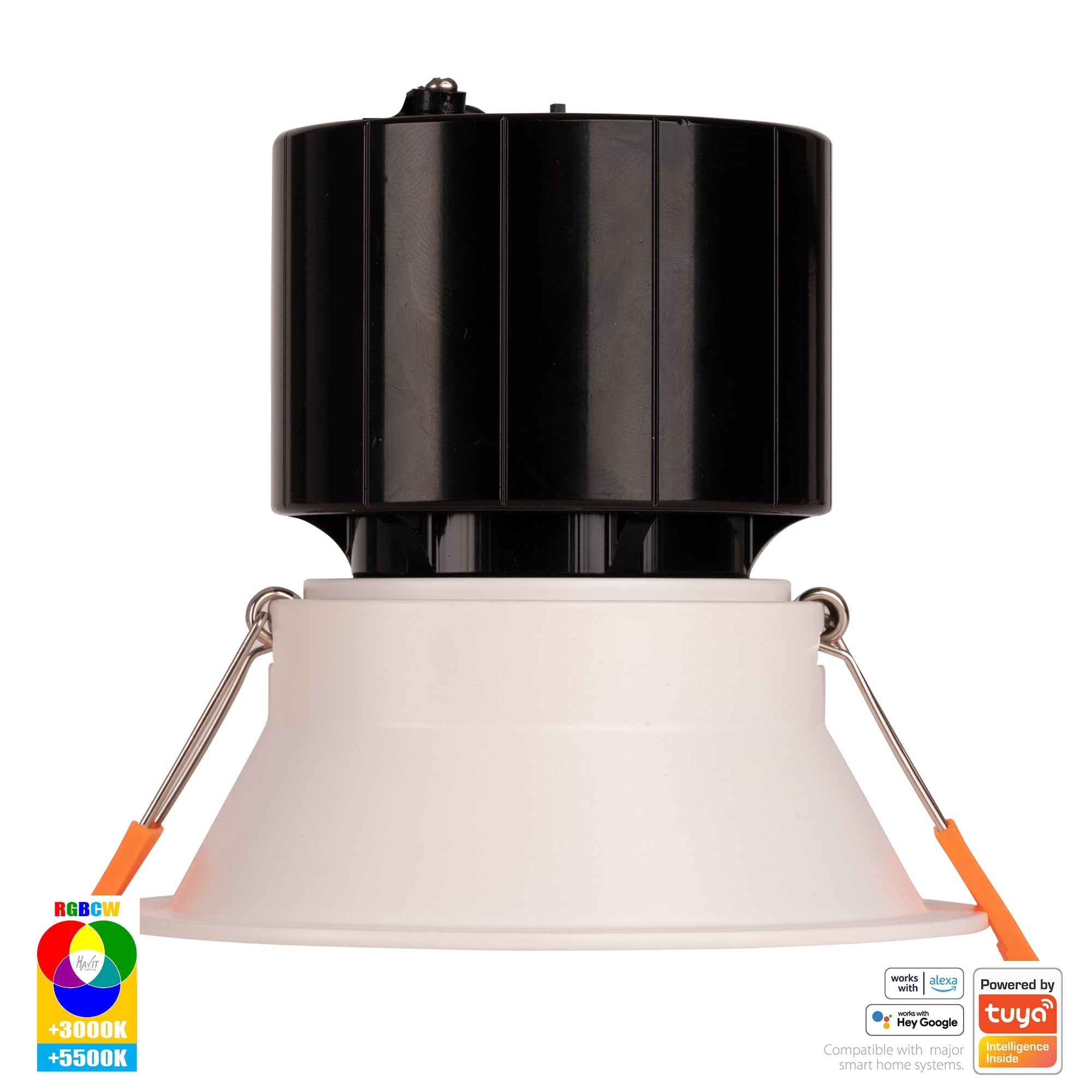 HV5514RGBCW-WHT - Prime White Fixed Deep RGBCW WIFI LED Downlight