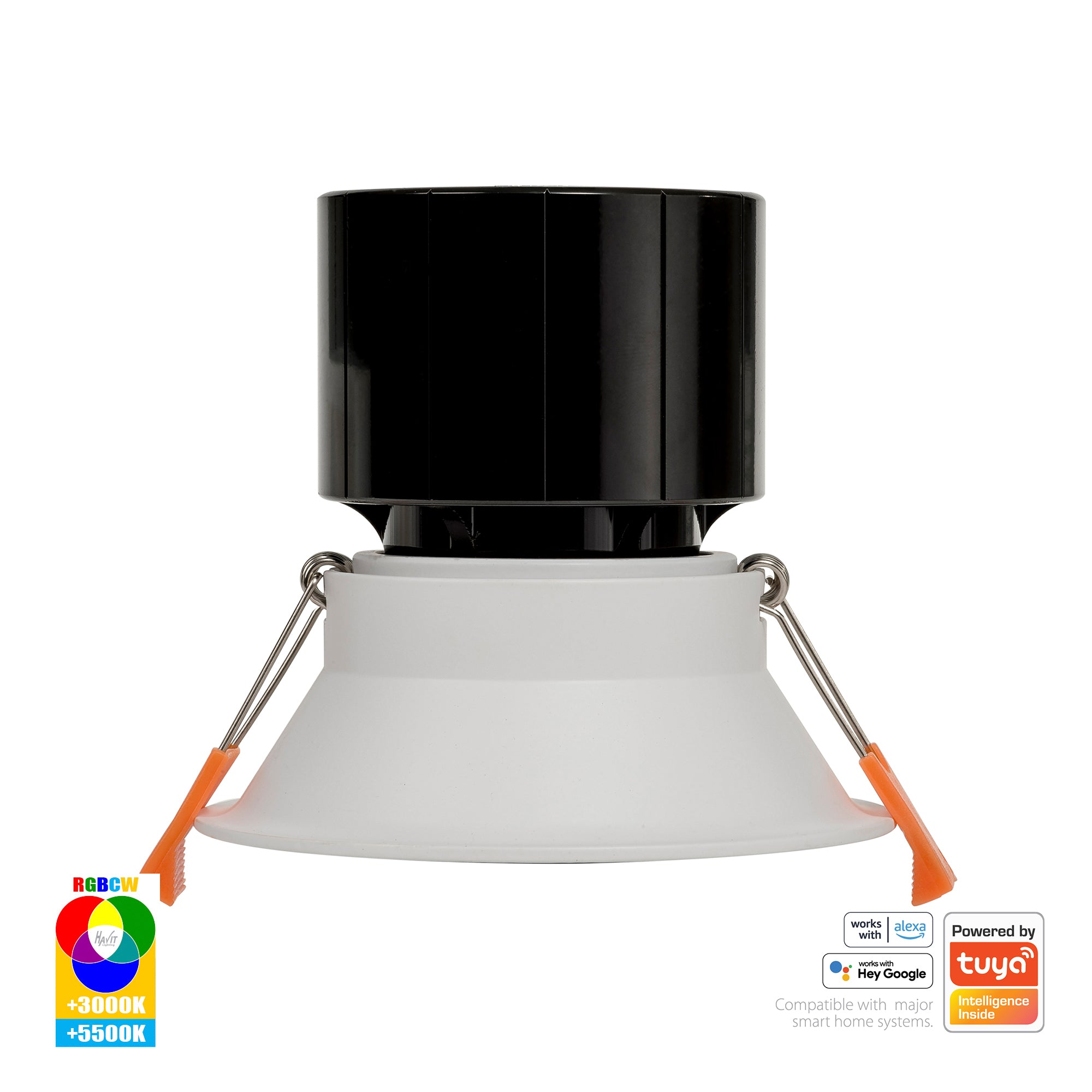 HV5514RGBCW-WHT - Prime White Fixed Deep RGBCW WIFI LED Downlight