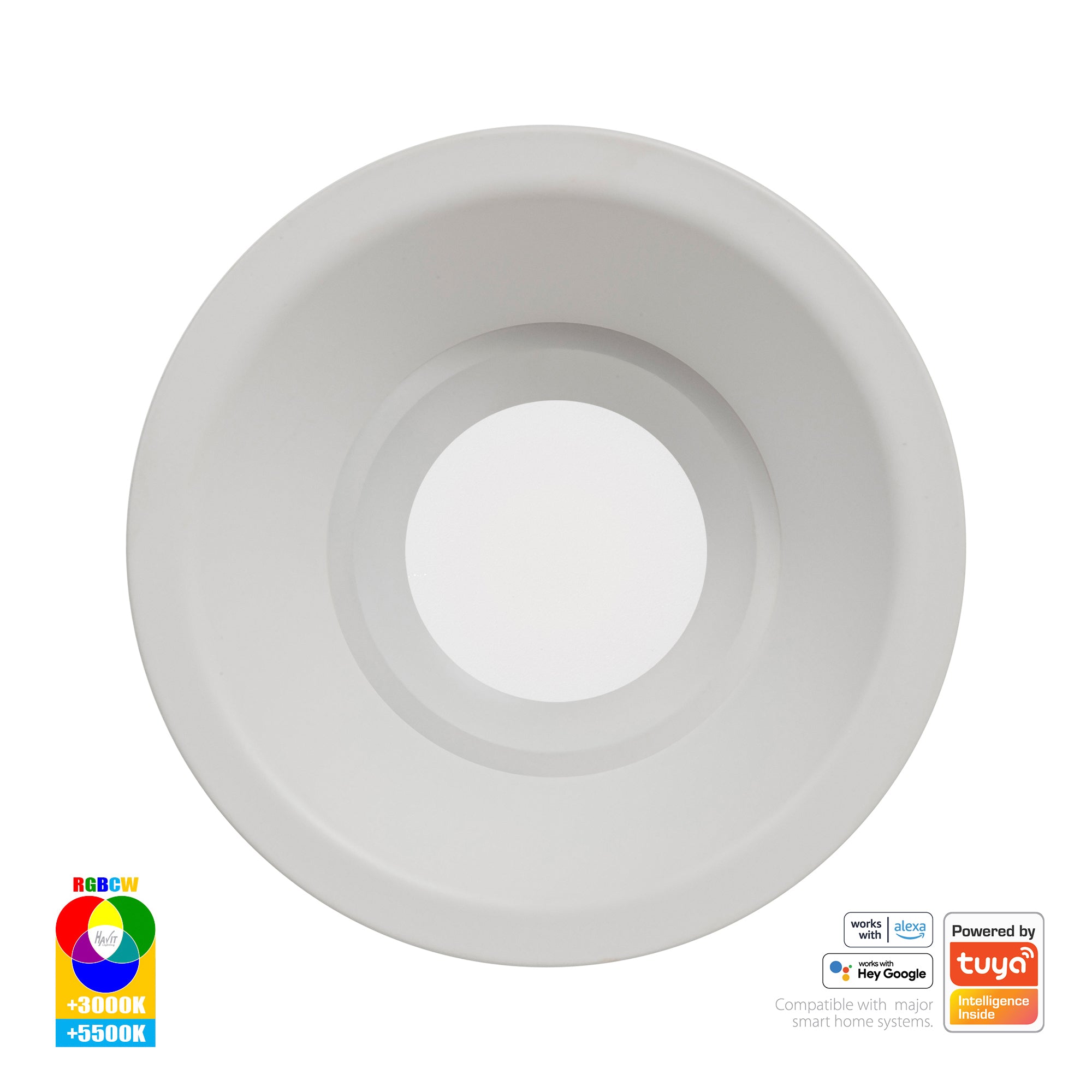 HV5514RGBCW-WHT - Prime White Fixed Deep RGBCW WIFI LED Downlight