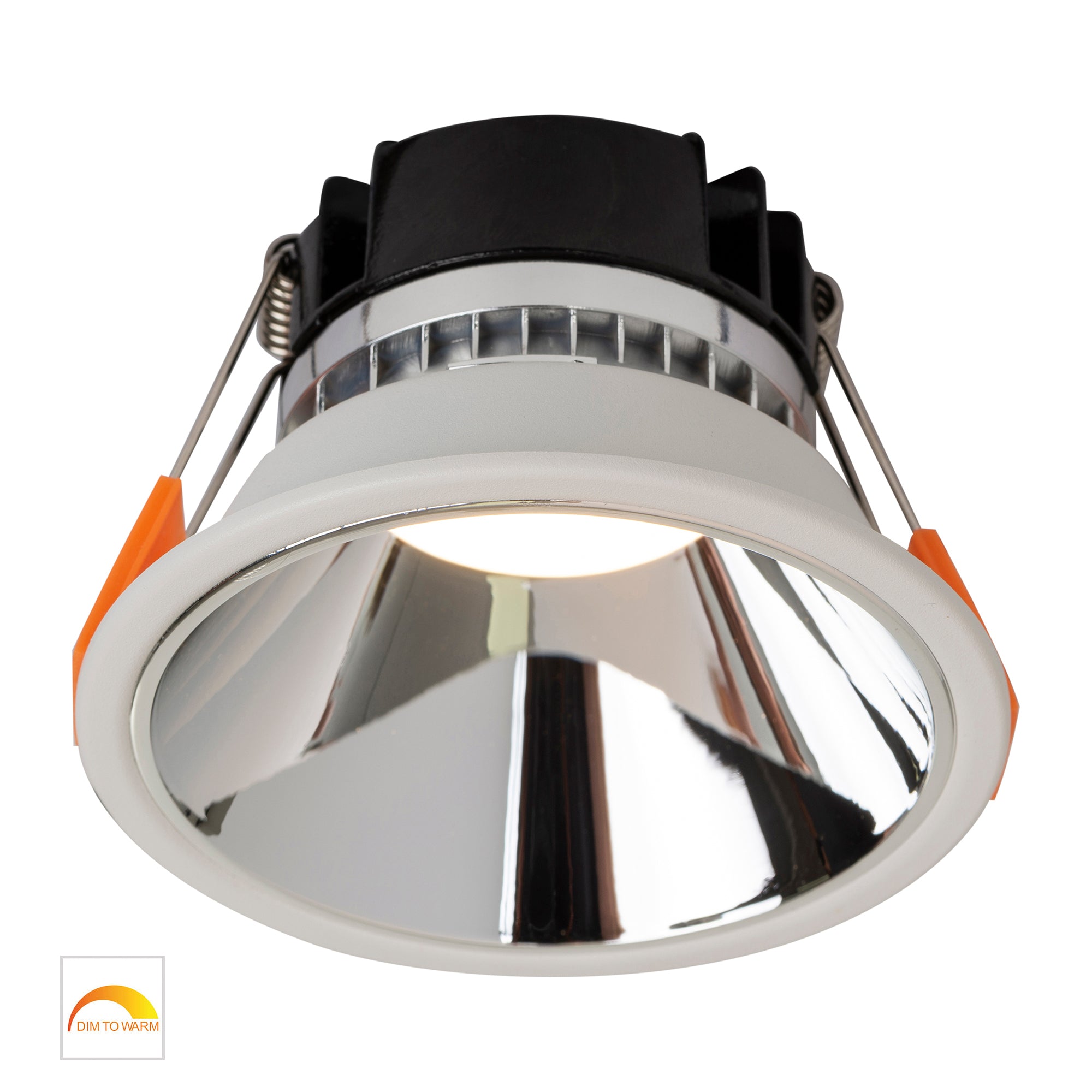 HV5528D2W-WC - Gleam White with Chrome Insert Fixed Dim to Warm LED Downlight