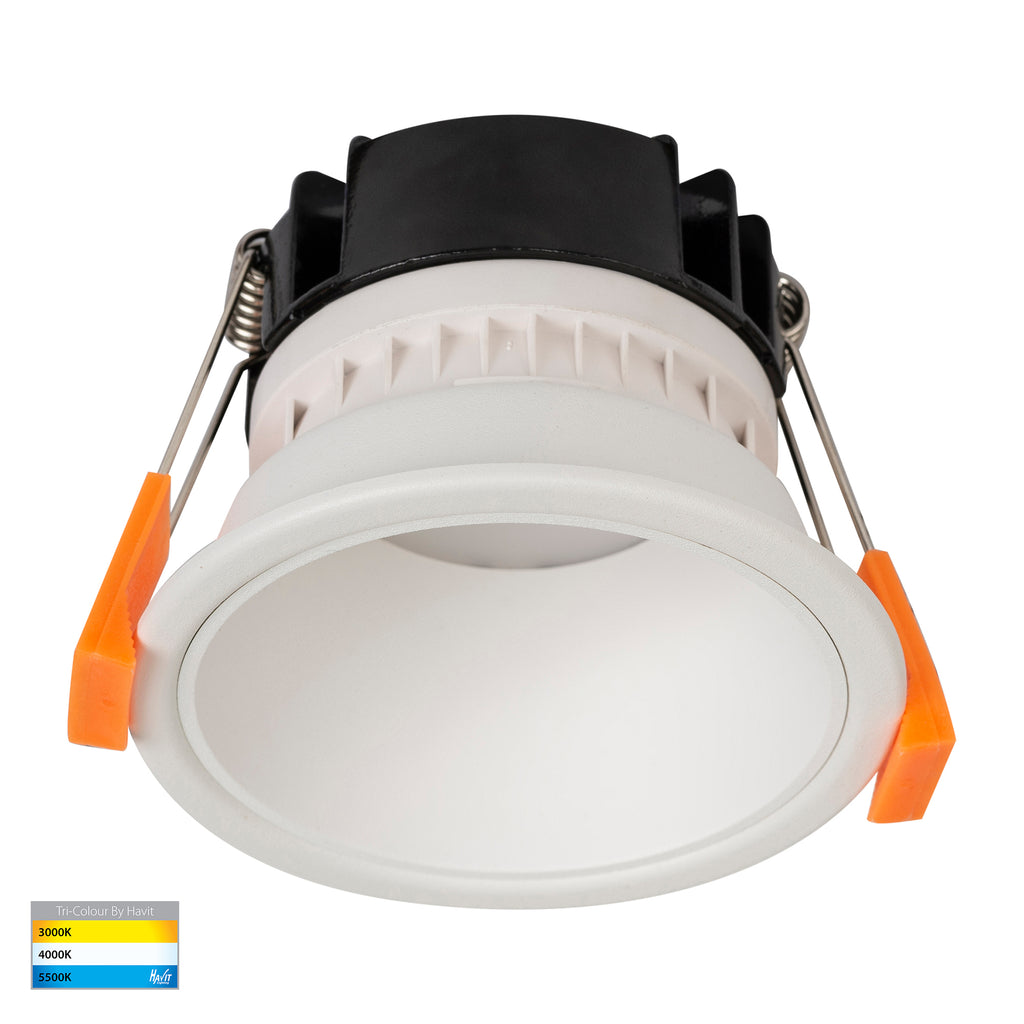 HV5529T-WW - Gleam White with White Insert Tri Colour Fixed Deep LED Downlight