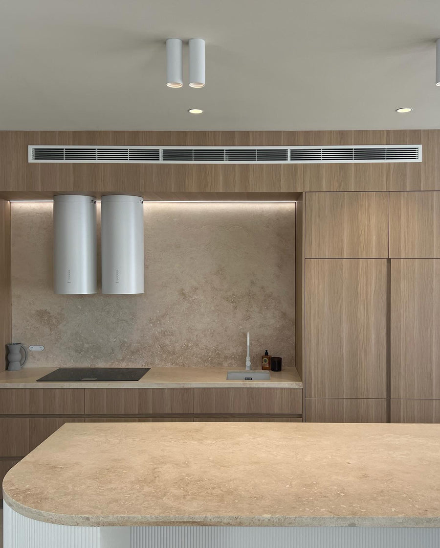 Nella White Surface Mounted Downlights in Modern Timber Kitchen