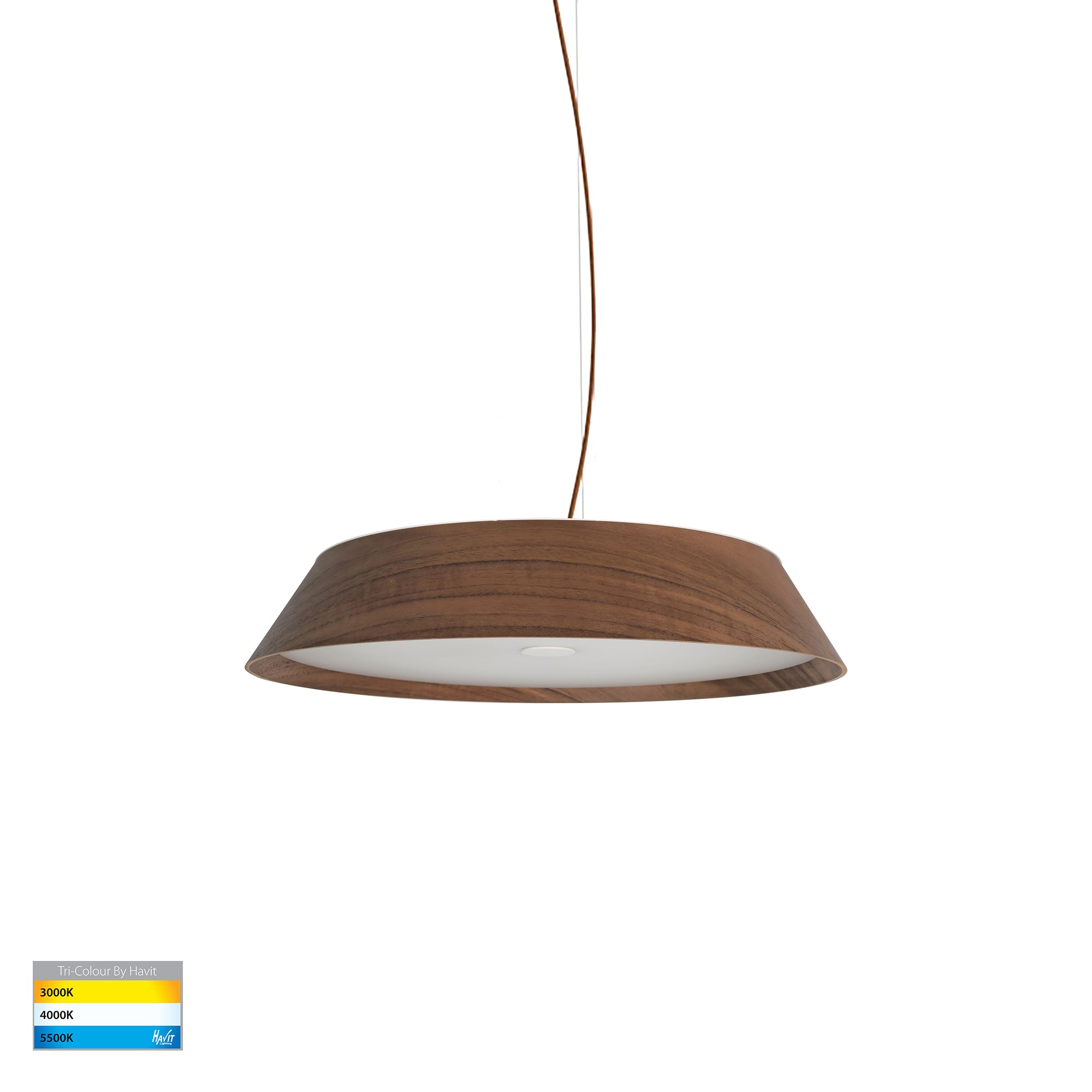 HV5871T-PDT - Noyer 330mm Walnut Timber LED Pendant
