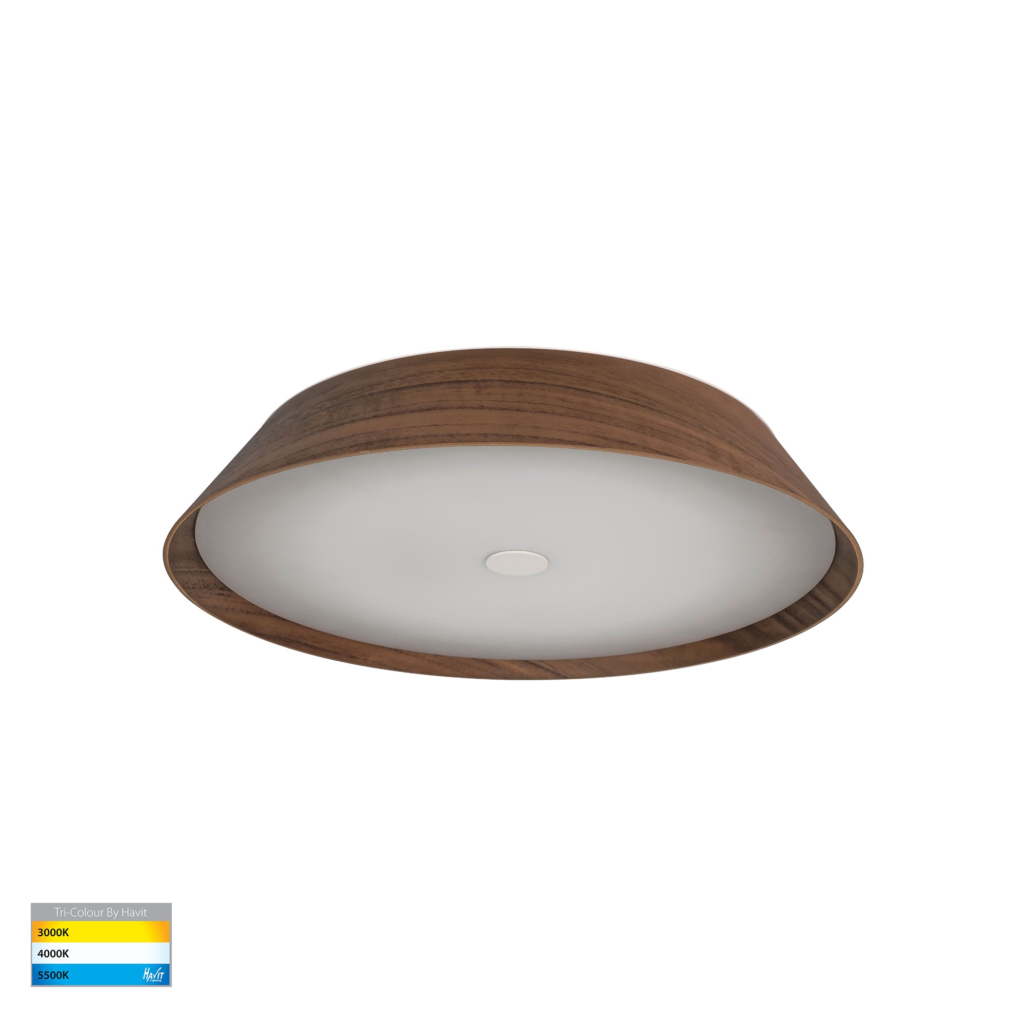 HV5872T - Noyer Walnut Timber 420mm Ceiling Mounted LED Oyster
