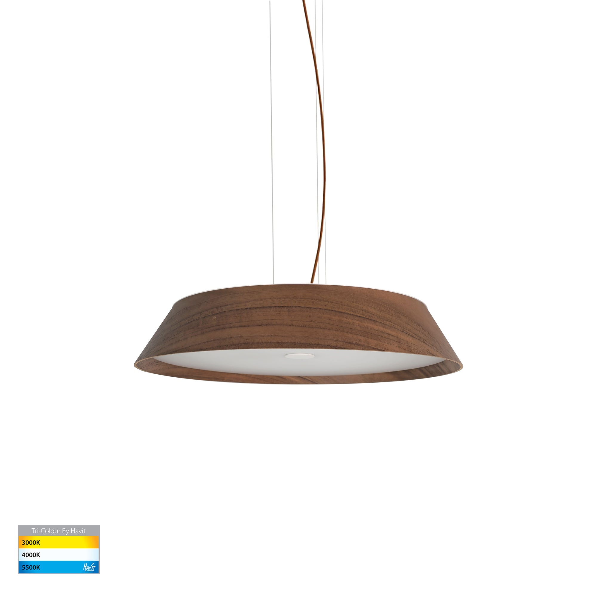 HV5872T-PDT - Noyer 420mm Walnut Timber LED Pendant