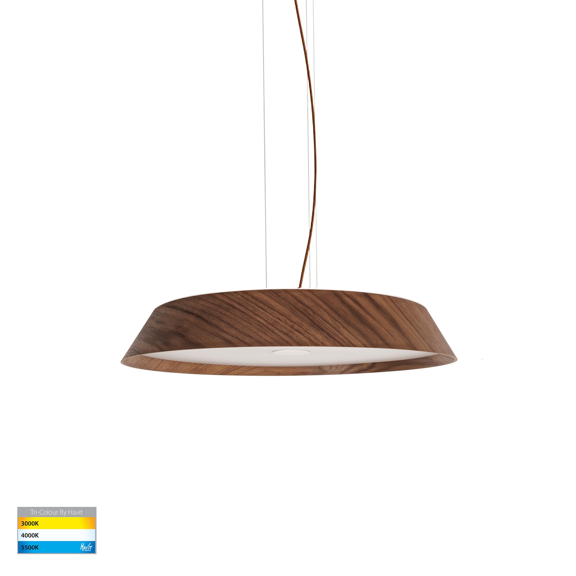 HV5873T-PDT - Noyer 510mm Walnut Timber LED Pendant