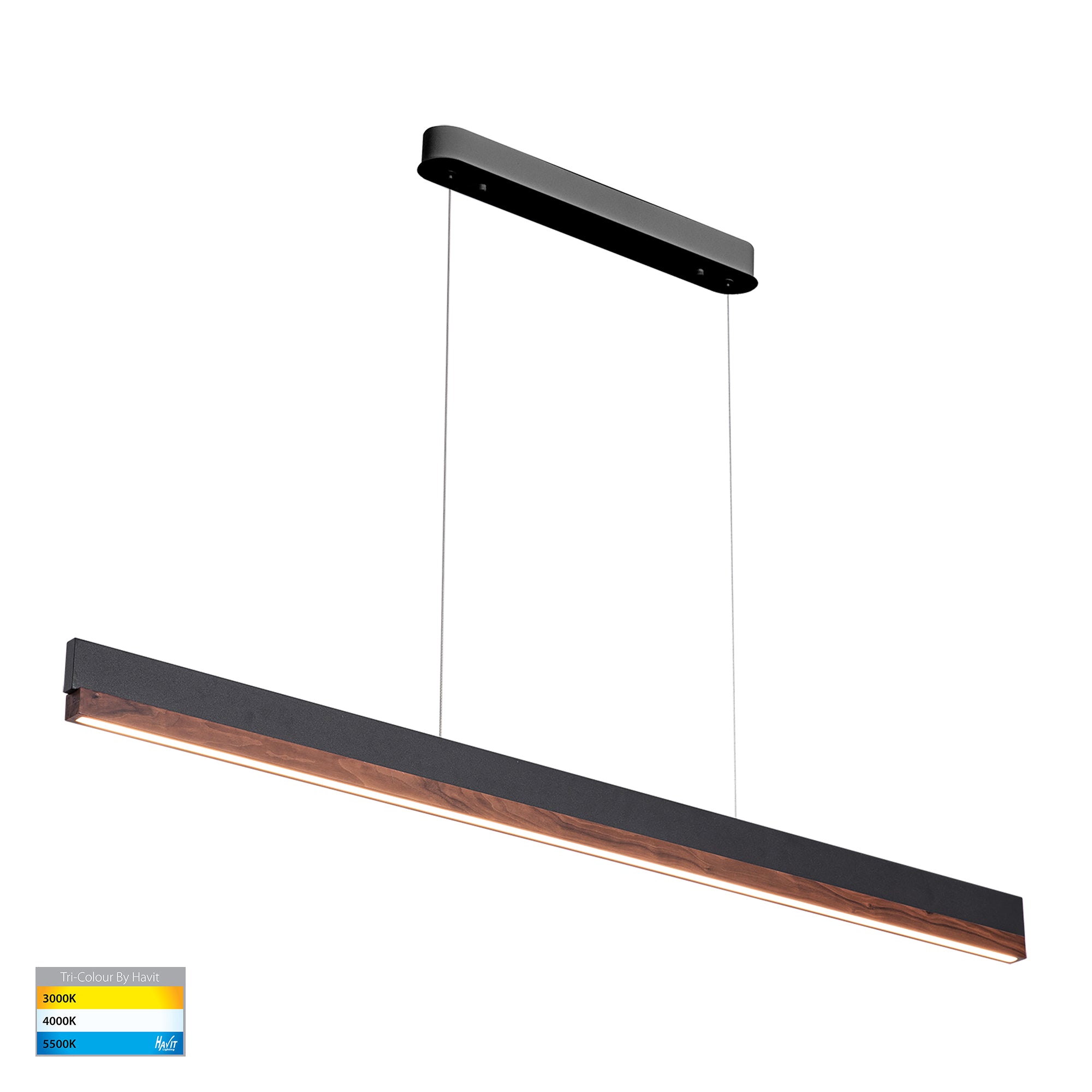 HV6017T-WALNUT - Egurra Walnut Timber 1800mm Linear Pendant