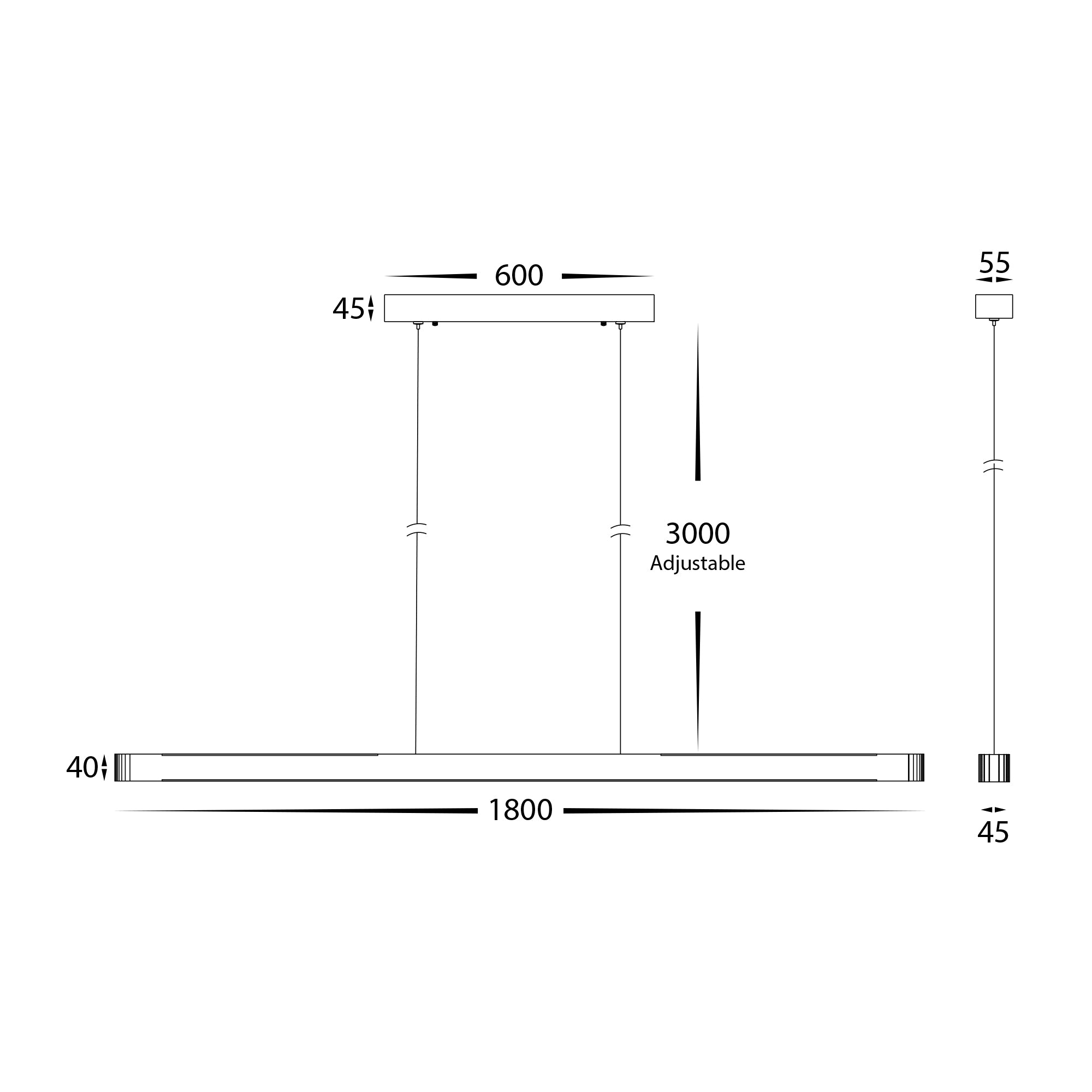 HV6020T-WALNUT - Madeira Walnut Timber 1800mm Up & Down Linear Pendant