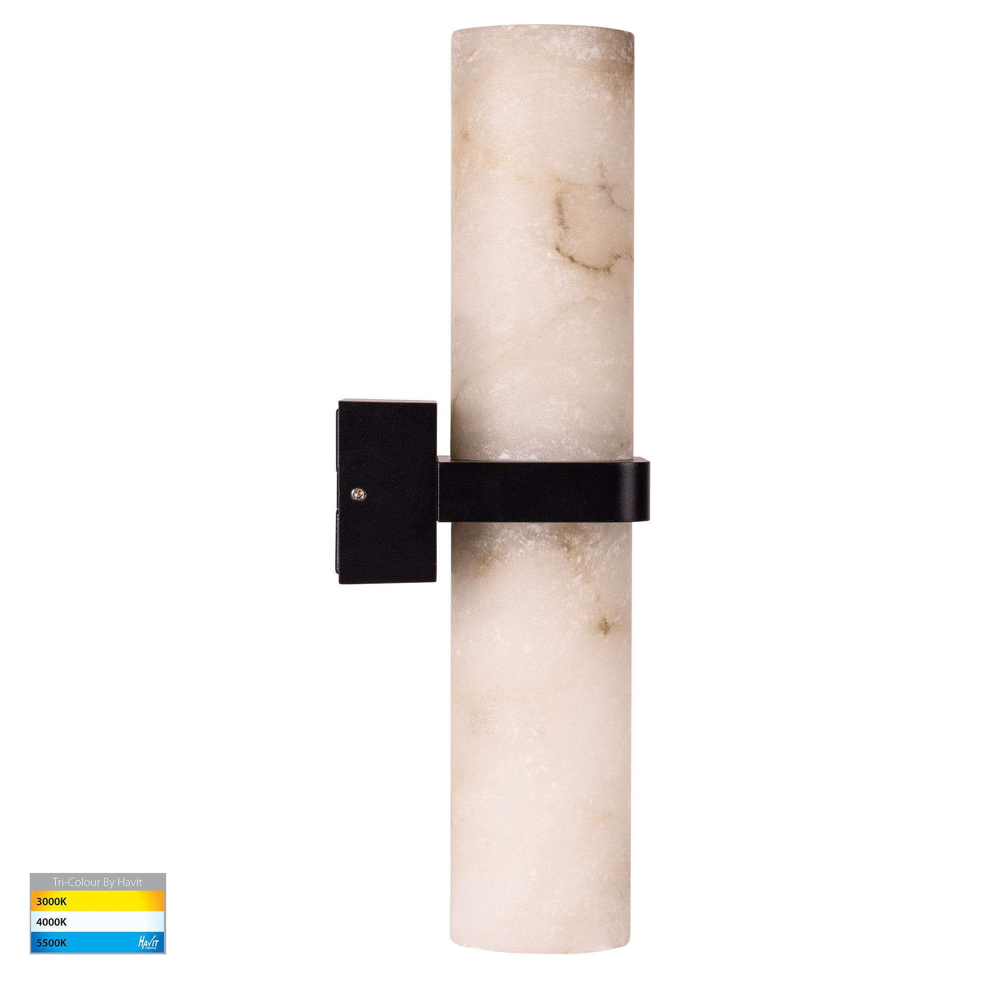 HV8079T-BLK - Albast Black Up & Down Wall Light with Alabaster Glass