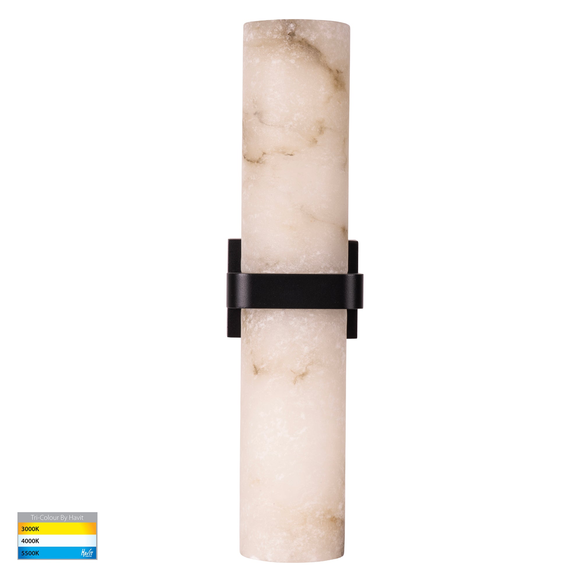 HV8079T-BLK - Albast Black Up & Down Wall Light with Alabaster Glass