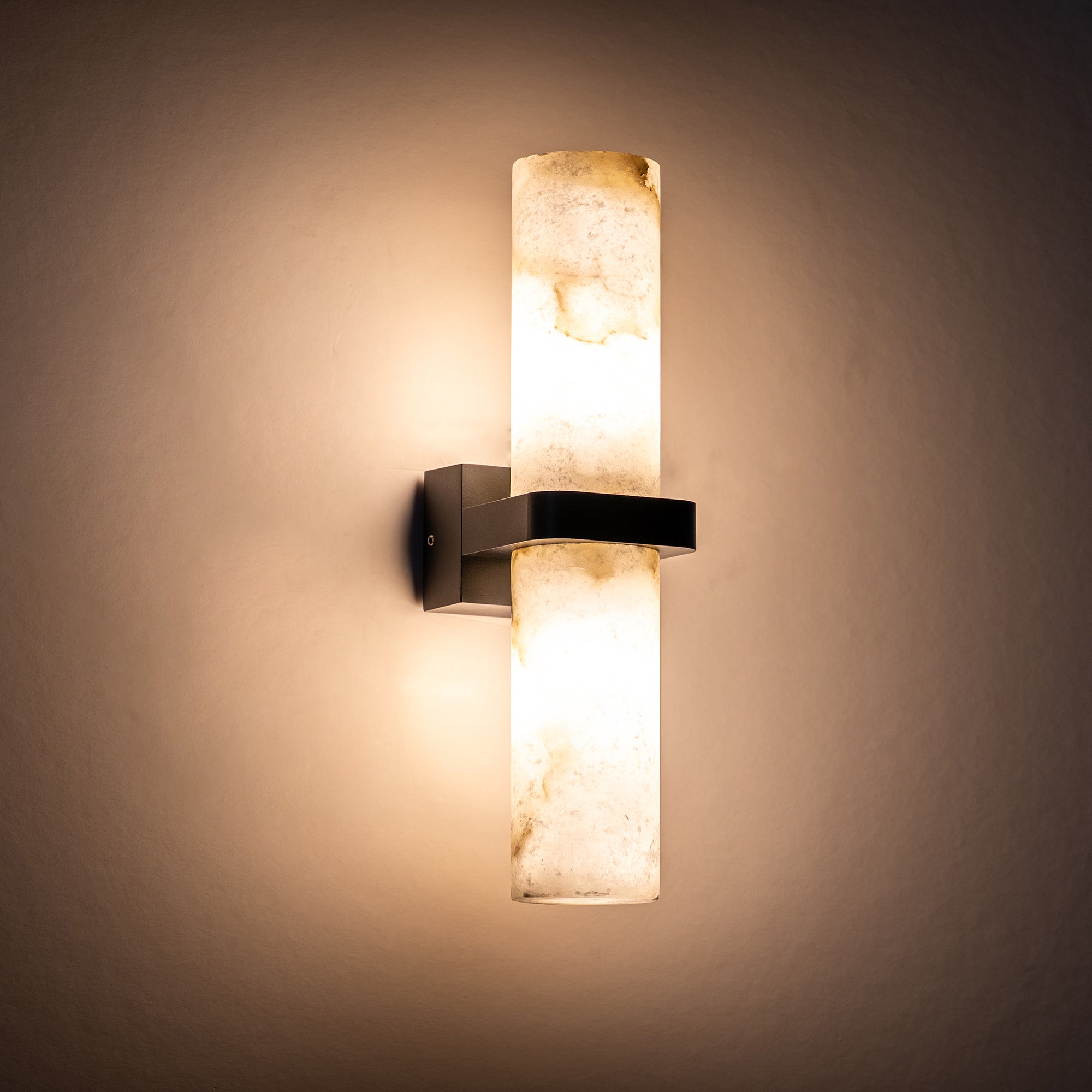 HV8079T-BLK - Albast Black Up & Down Wall Light with Alabaster Glass