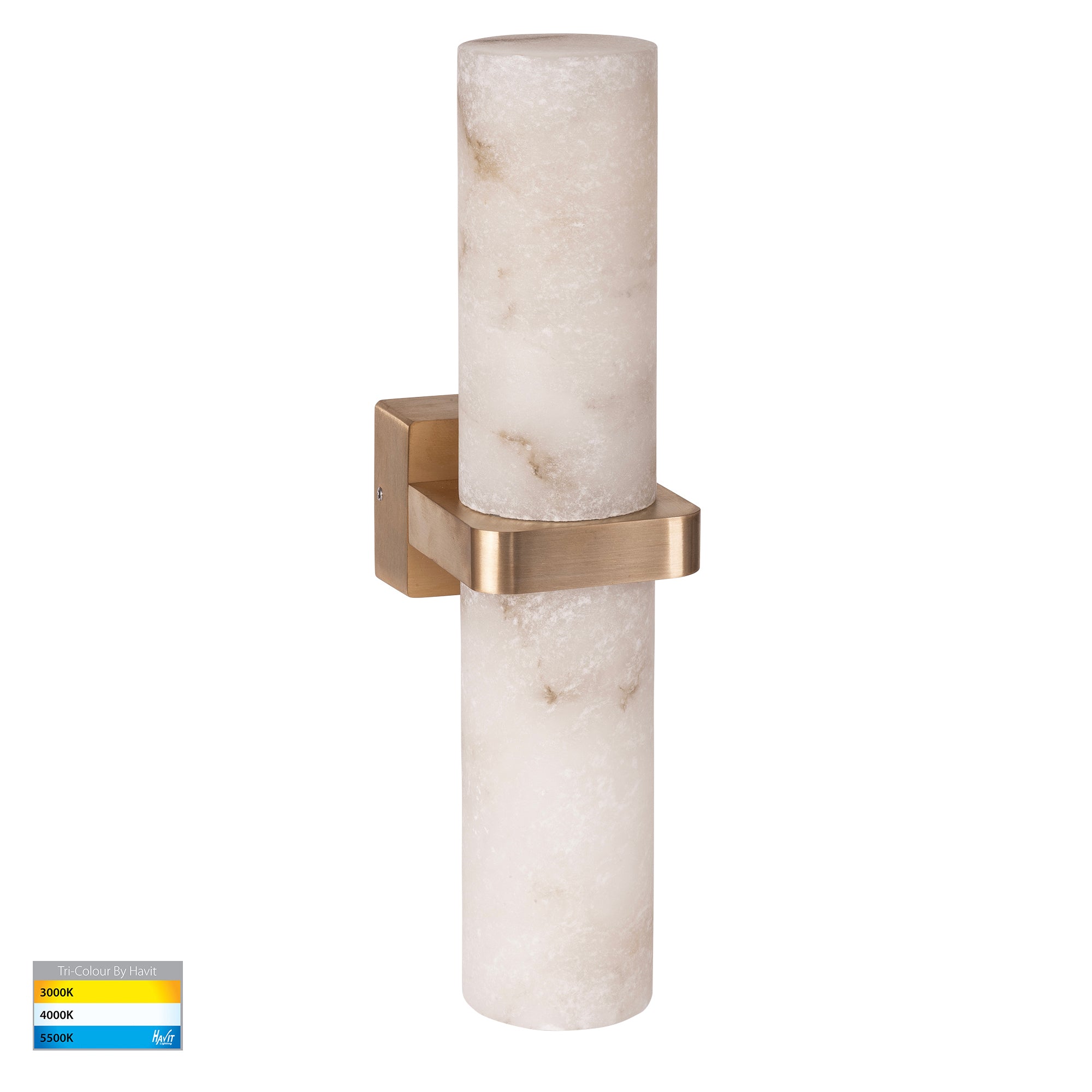 HV8079T-BR - Albast Brass Up & Down Wall Light with Alabaster Glass