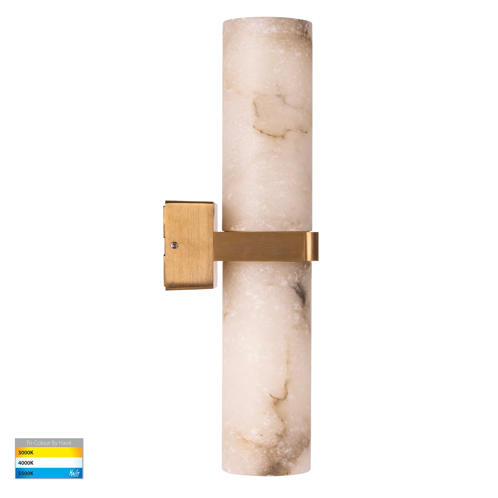 HV8079T-BR - Albast Brass Up & Down Wall Light with Alabaster Glass