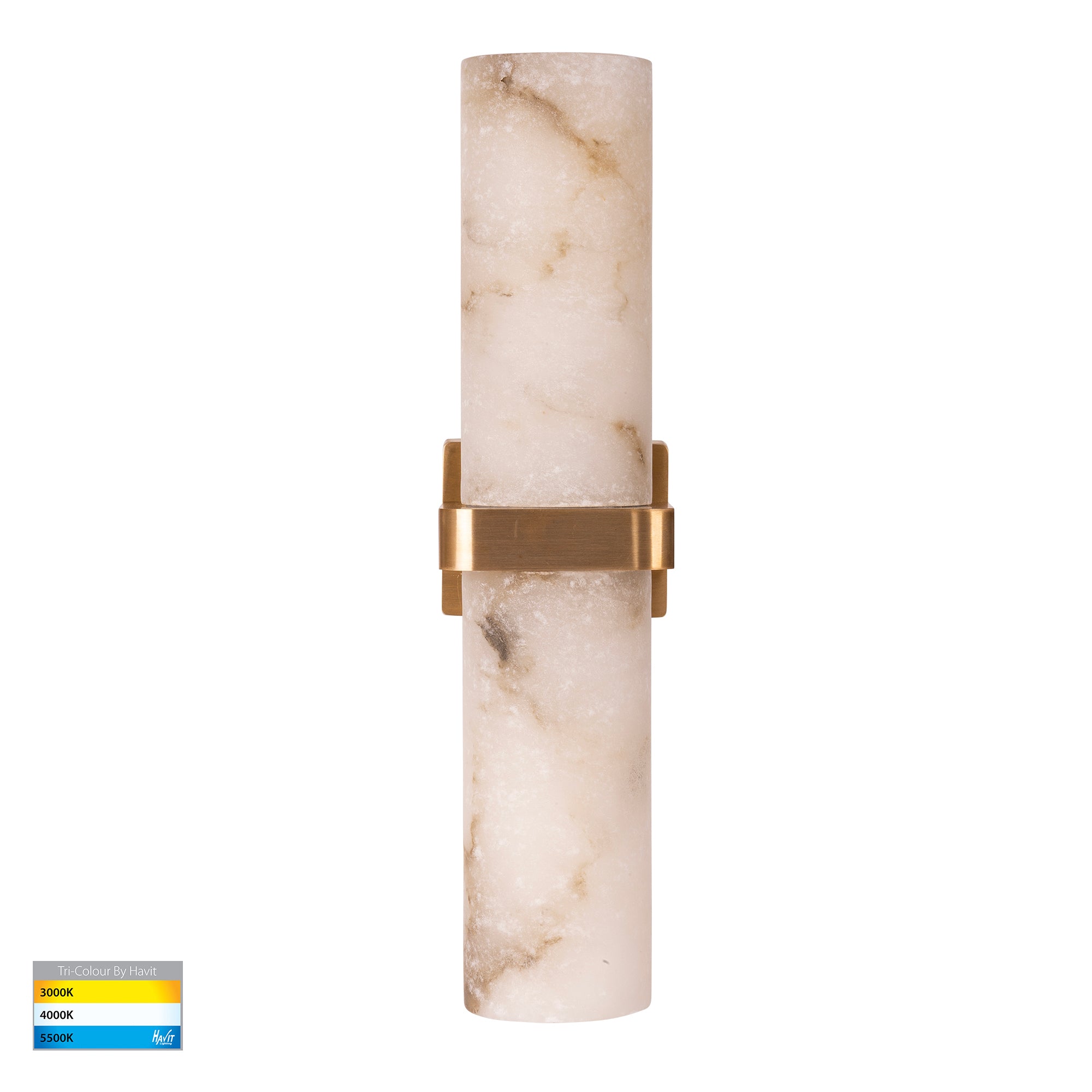 HV8079T-BR - Albast Brass Up & Down Wall Light with Alabaster Glass
