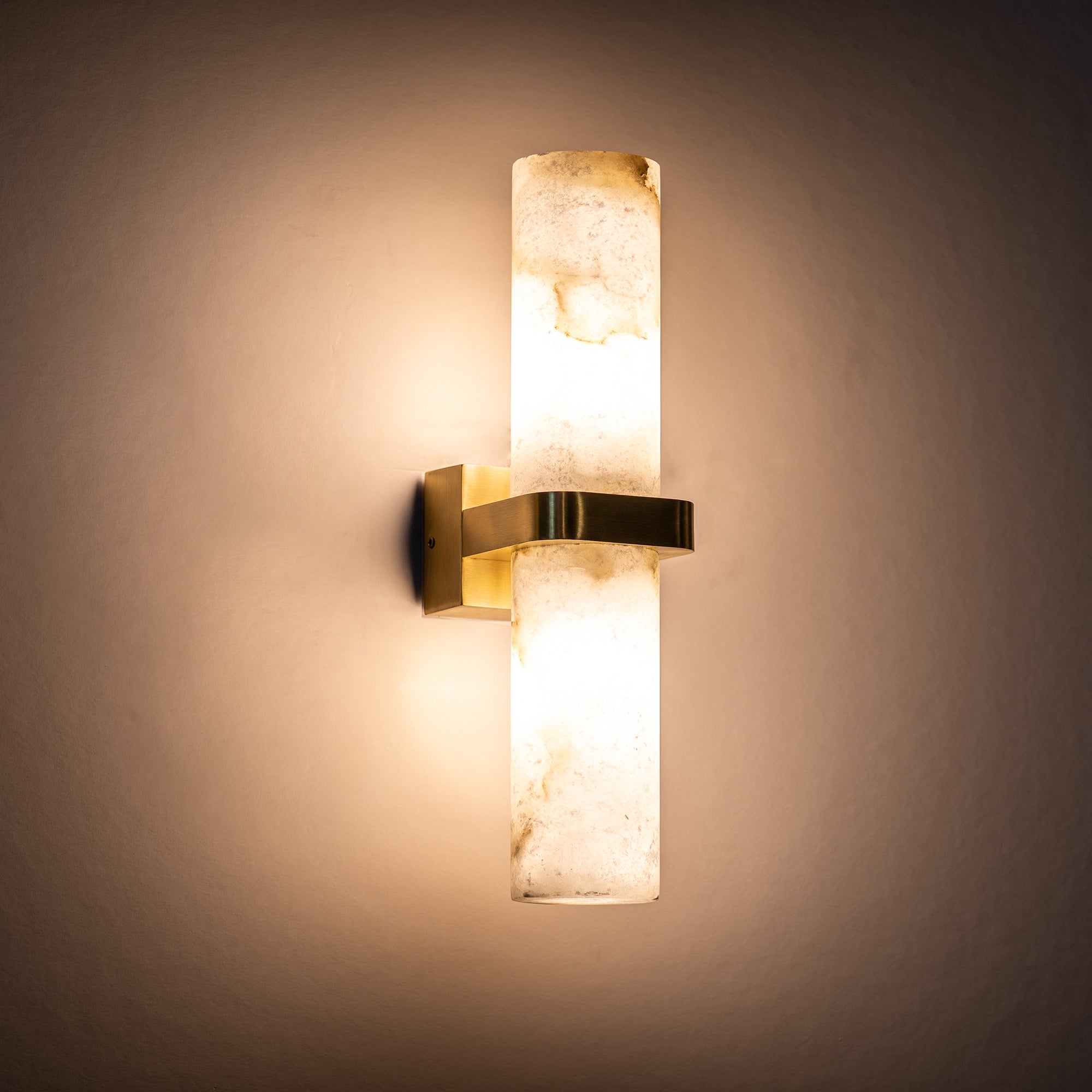 HV8079T-BR - Albast Brass Up & Down Wall Light with Alabaster Glass
