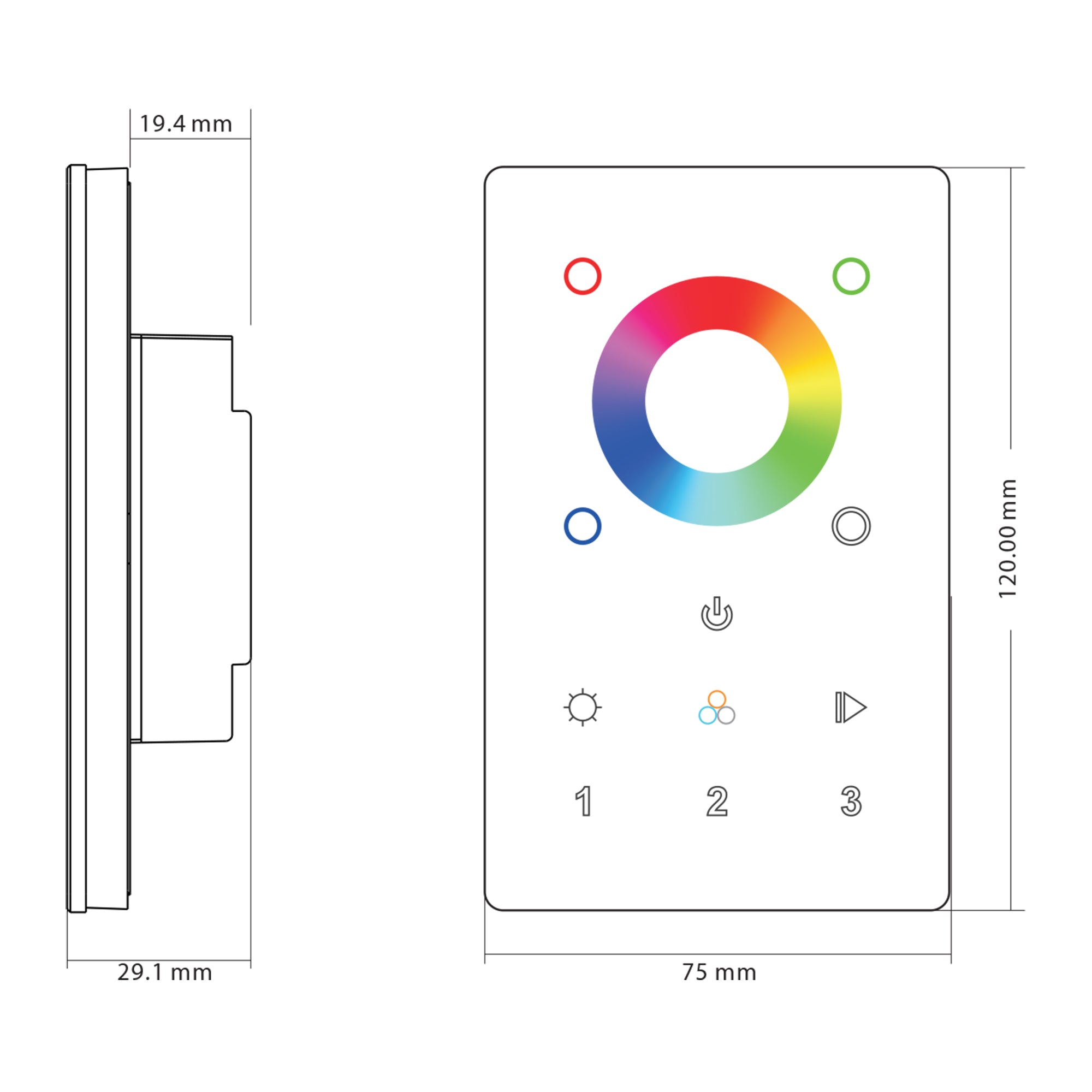 HV9101-2820+5C - RGB + RGBW Touch Panel + RF & WIFI Receiver