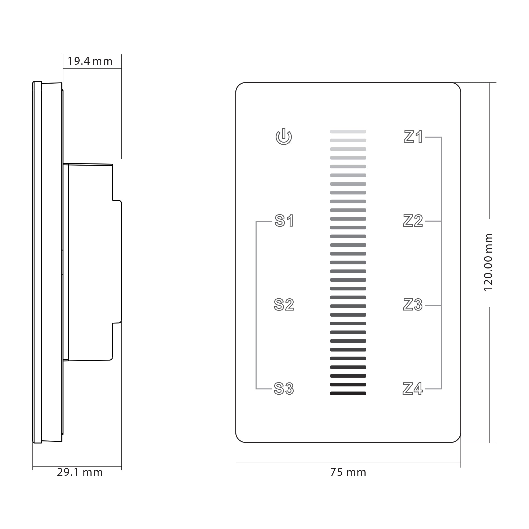 HV9101-2830A+5C - Single Colour Touch Panel + RF & WIFI Receiver