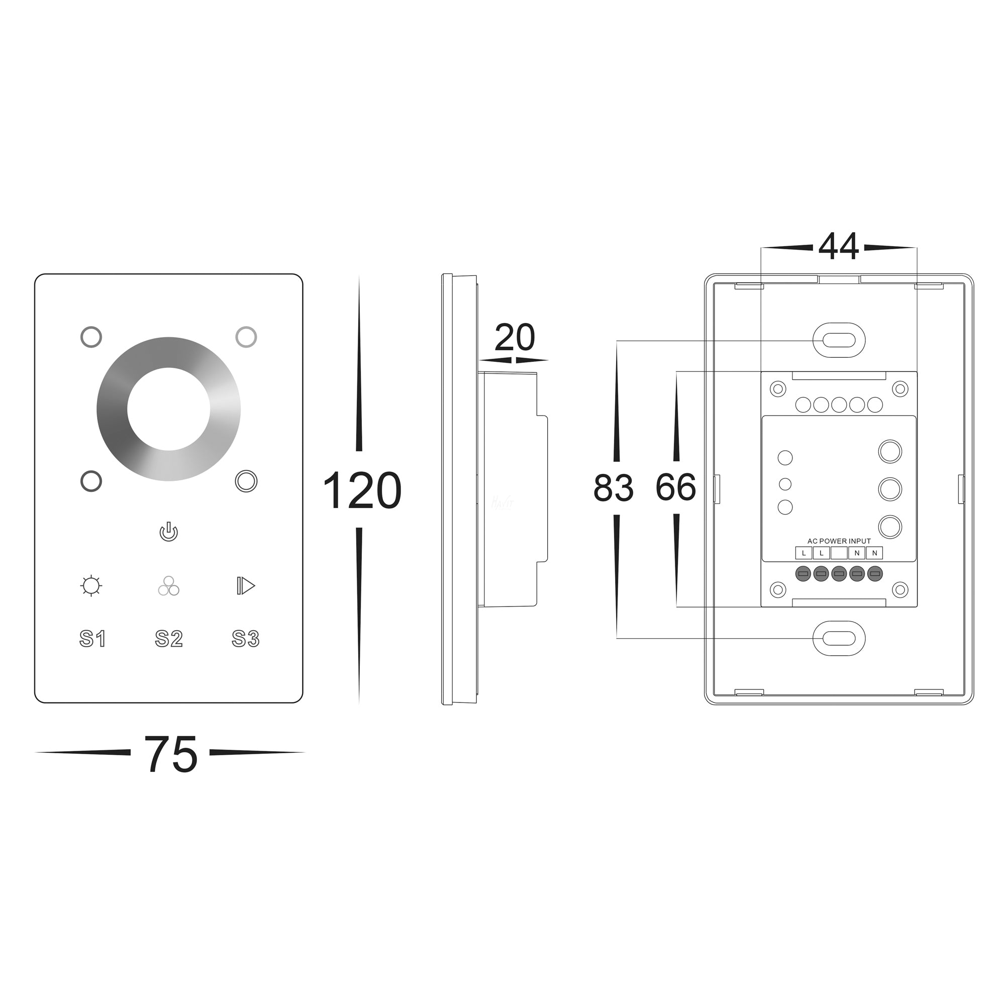 HV9101-ZB-RGBW+5C - RGBW Touch Panel + Zigbee Receiver