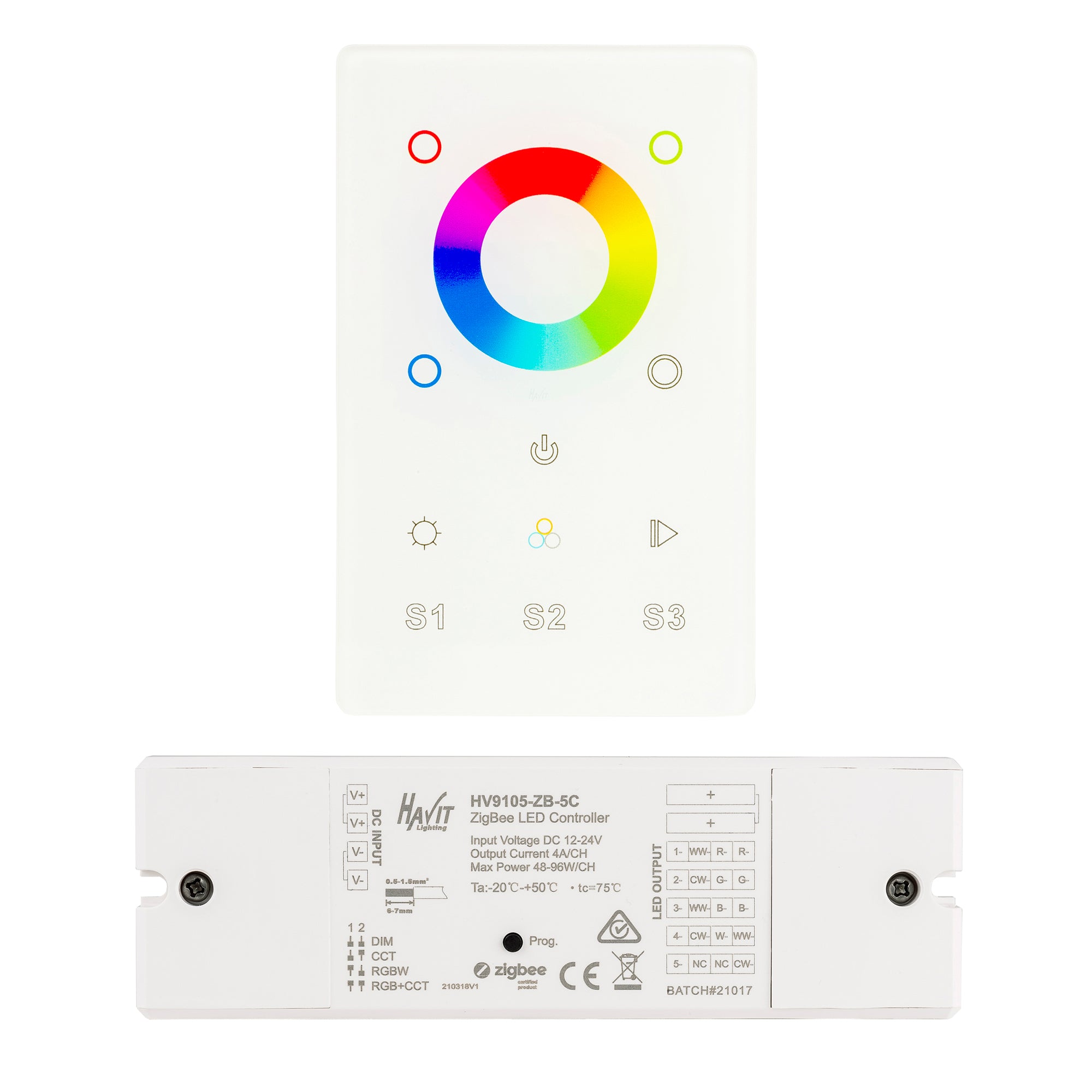 HV9101-ZB-RGBW+5C - RGBW Touch Panel + Zigbee Receiver