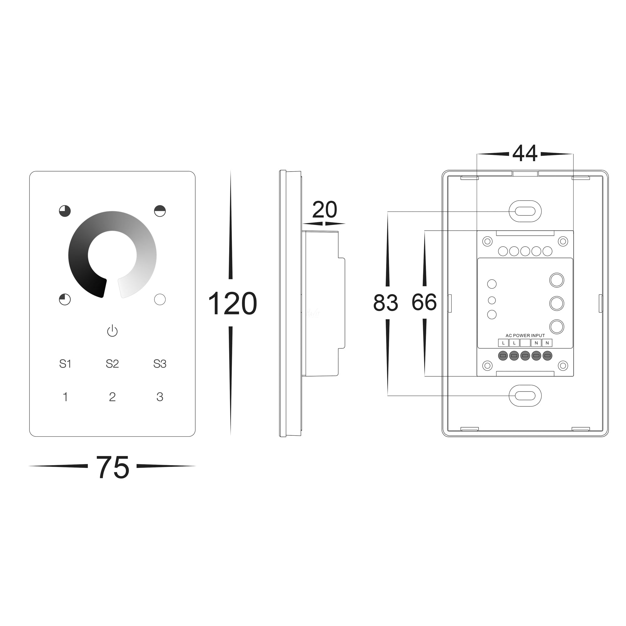HV9101-ZB-SC+5C - Single Colour Touch Panel + Zigbee Receiver