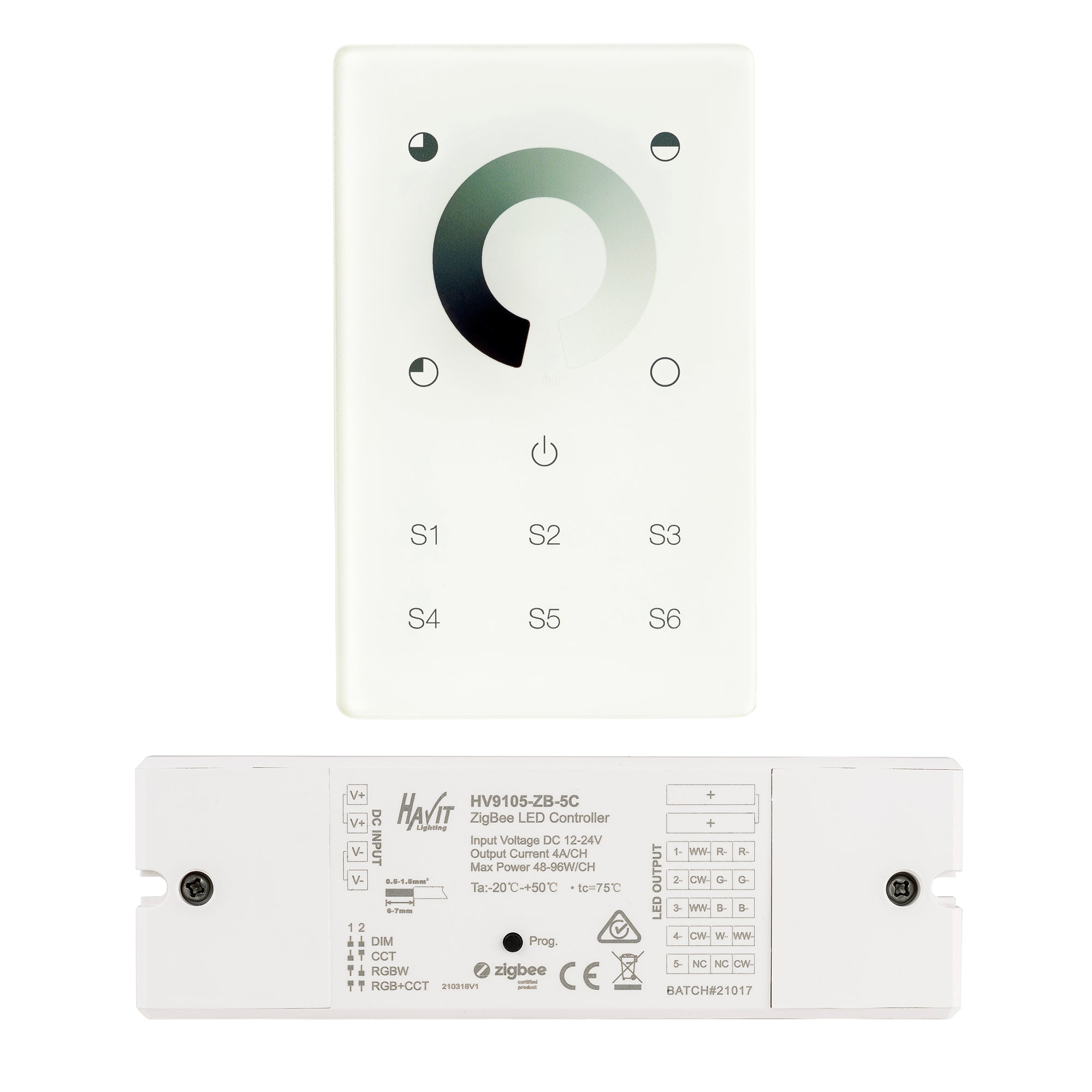 HV9101-ZB-SC+5C - Single Colour Touch Panel + Zigbee Receiver