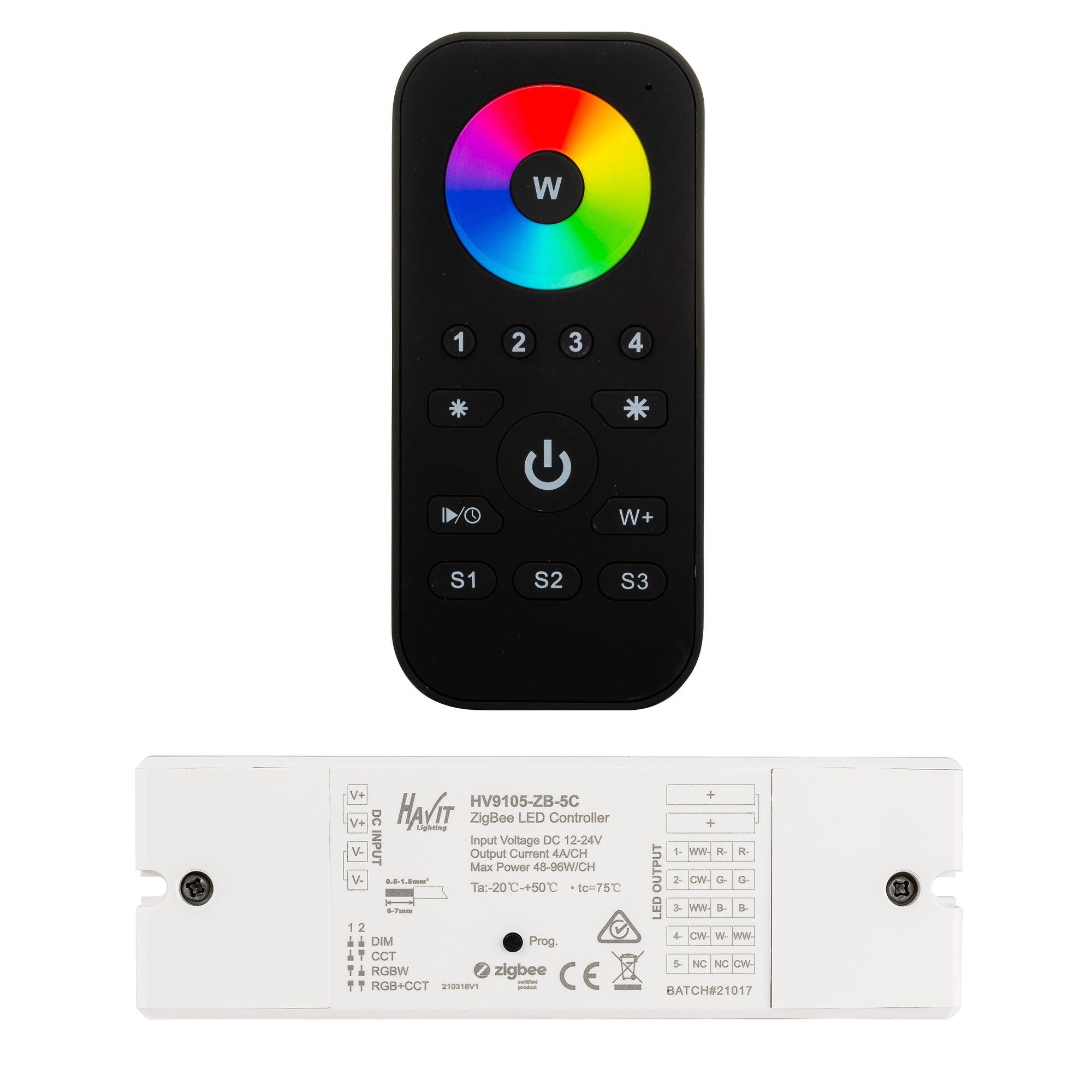 HV9102-ZB-RGBW+5C - RGB or RGBW Remote Controller + Zigbee Receiver