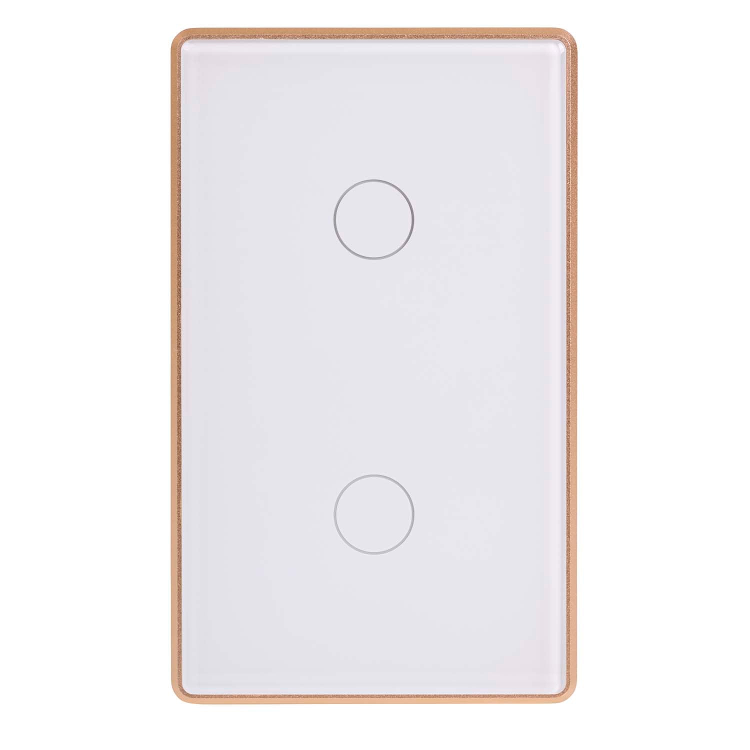 HV9120-2 - Wifi 2 Gang White with Gold Trim Wall Switch