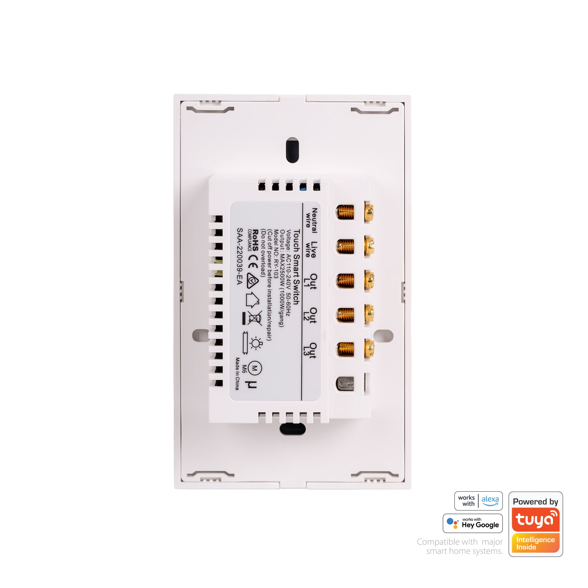 HV9110-3 - Wifi Three Gang White Wall Switch