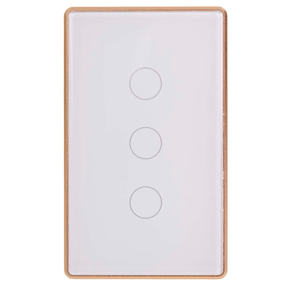 HV9120-3 - Wifi 3 Gang White with Gold Trim Wall Switch