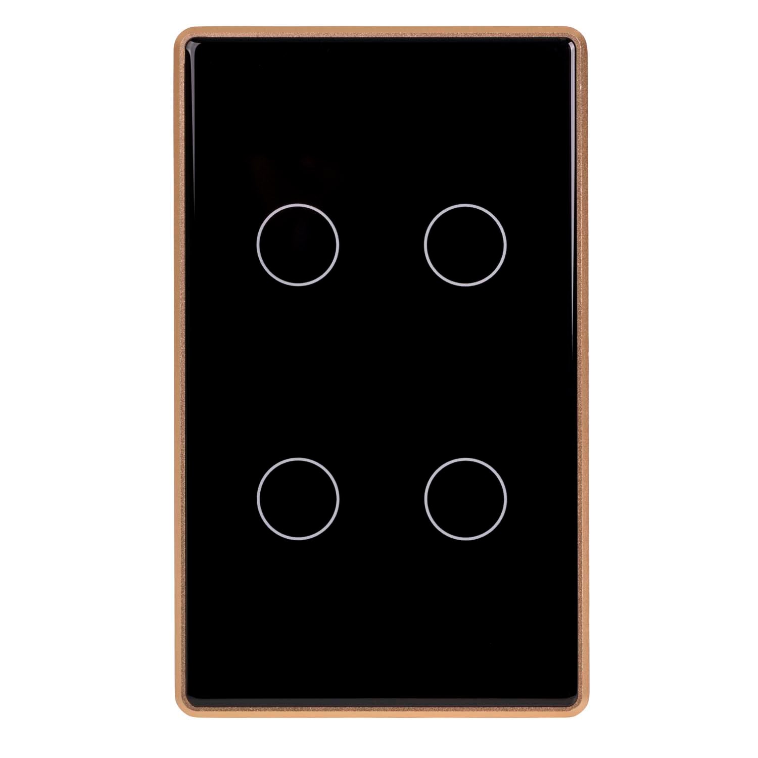 HV9220-4 - Wifi 4 Gang Black with Gold Trim Wall Switch