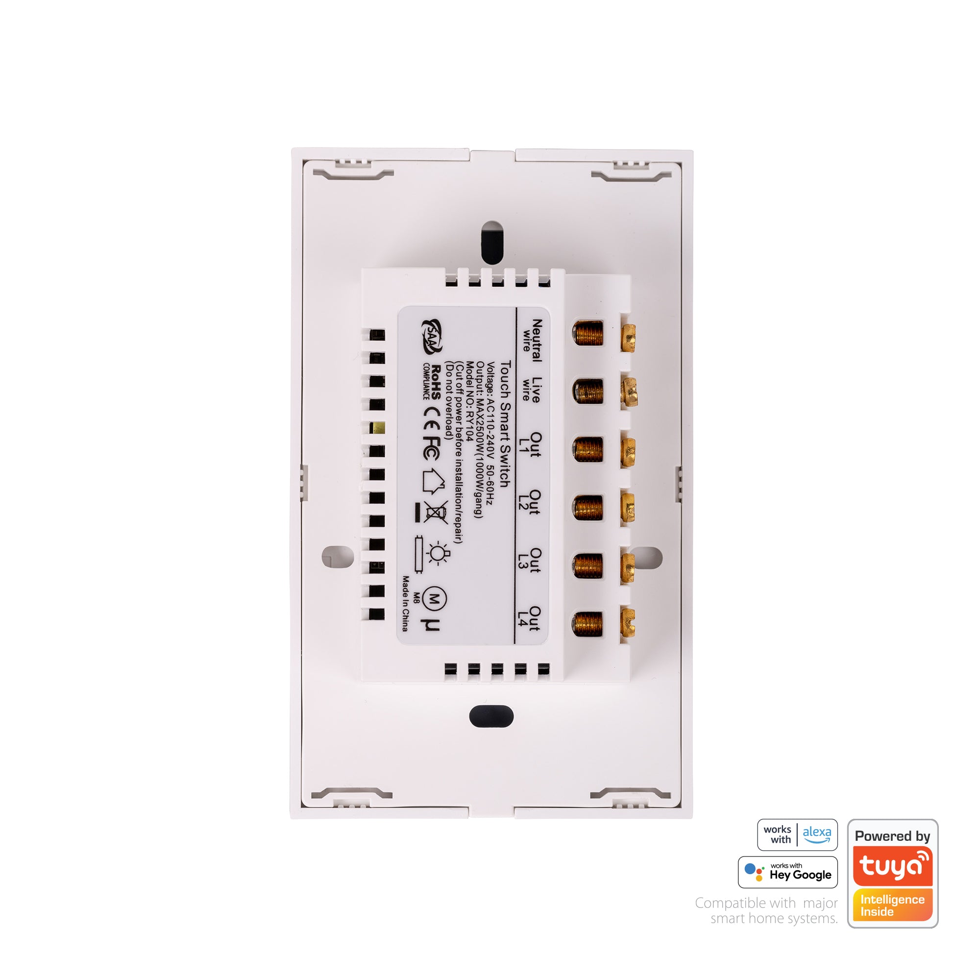 HV9110-4 - Wifi Four Gang White Wall Switch