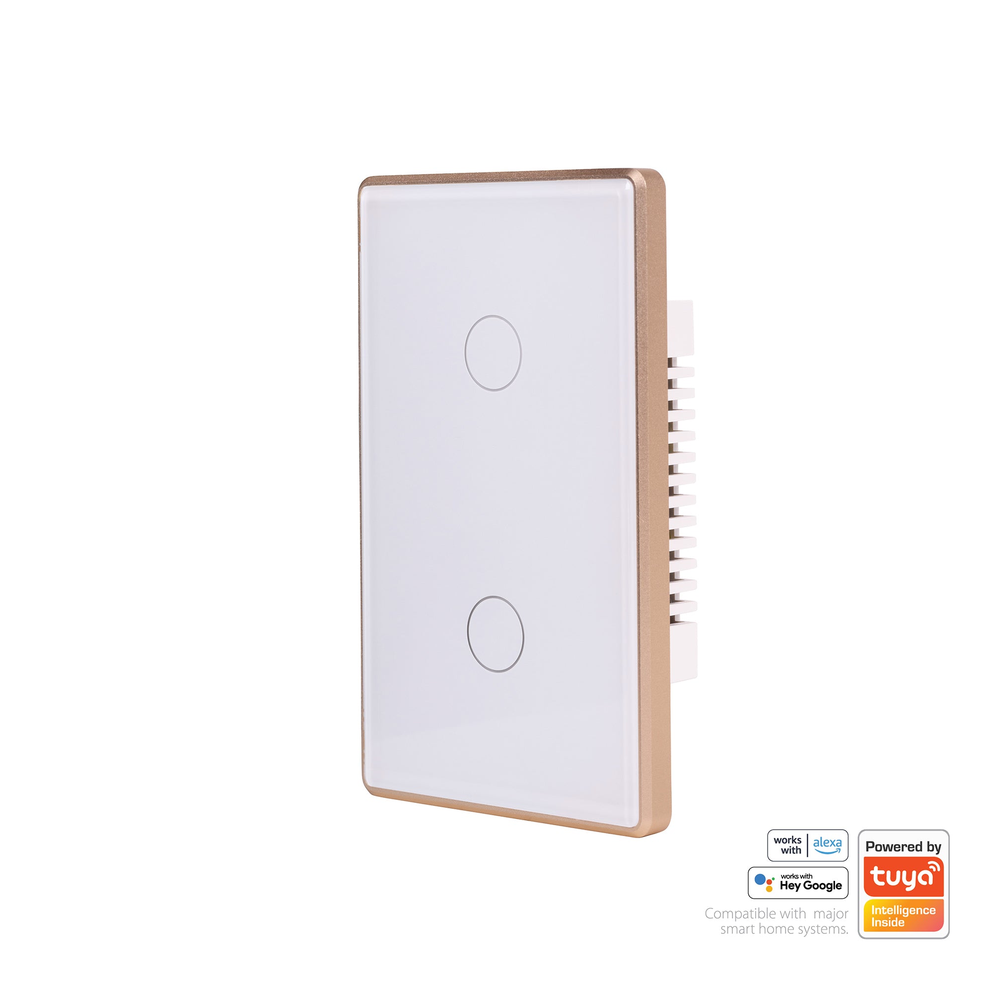 HV9120-2 - Wifi 2 Gang White with Gold Trim Wall Switch