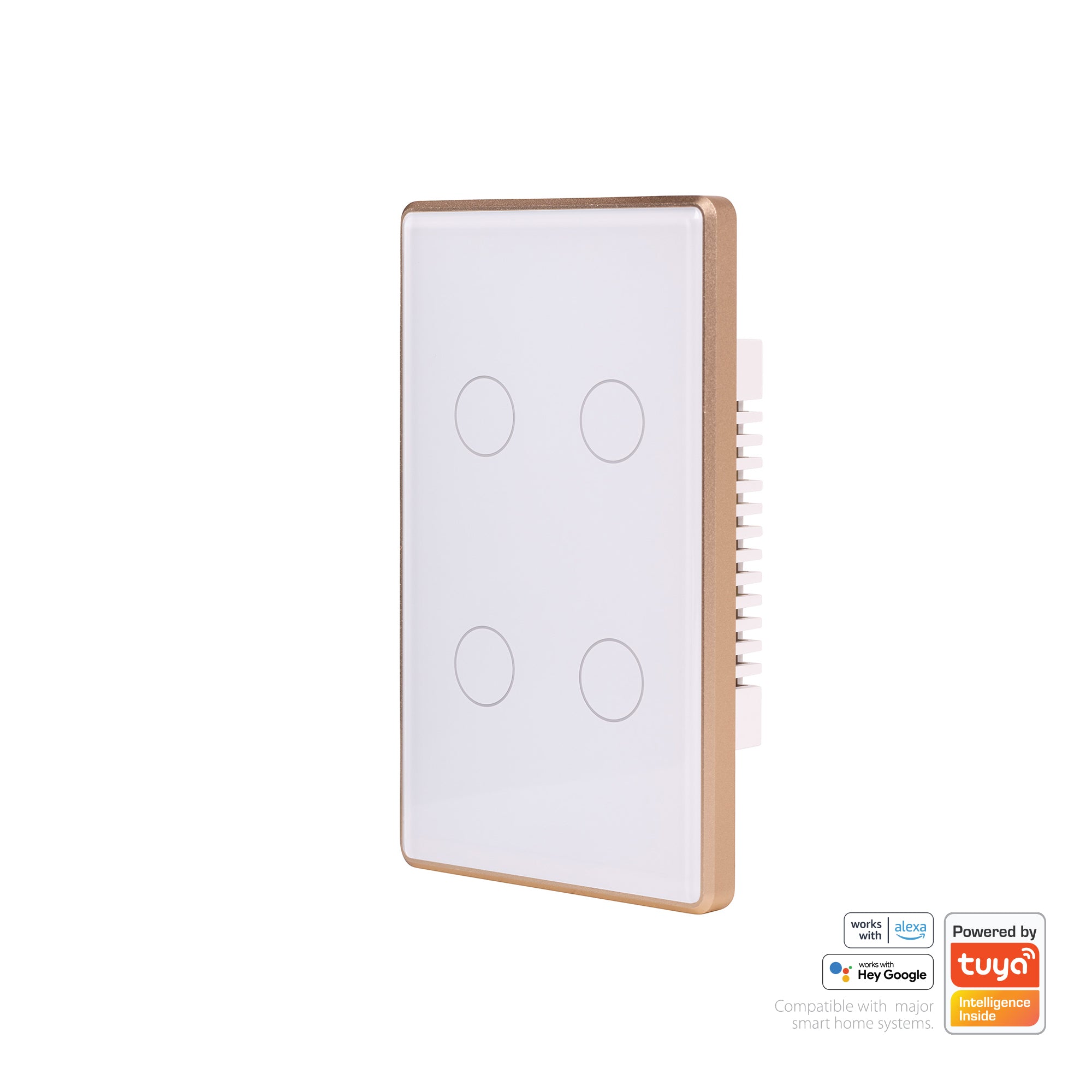 HV9120-4 - Wifi 4 Gang White with Gold Trim Wall Switch