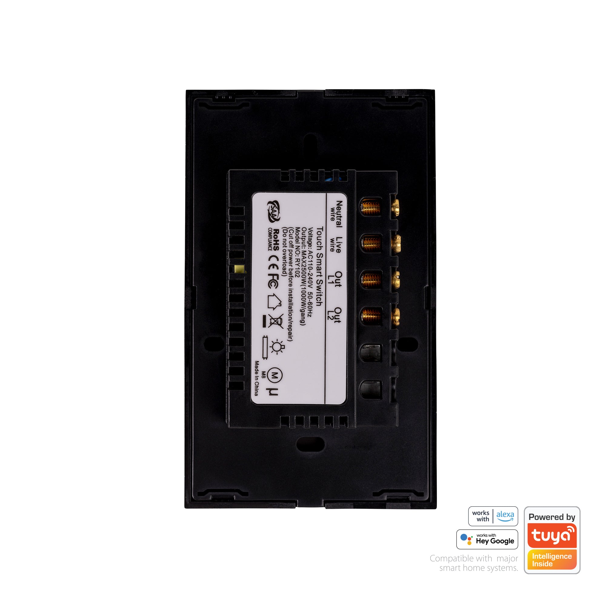 HV9210-2 - Wifi 2 Gang Black Wall Switch