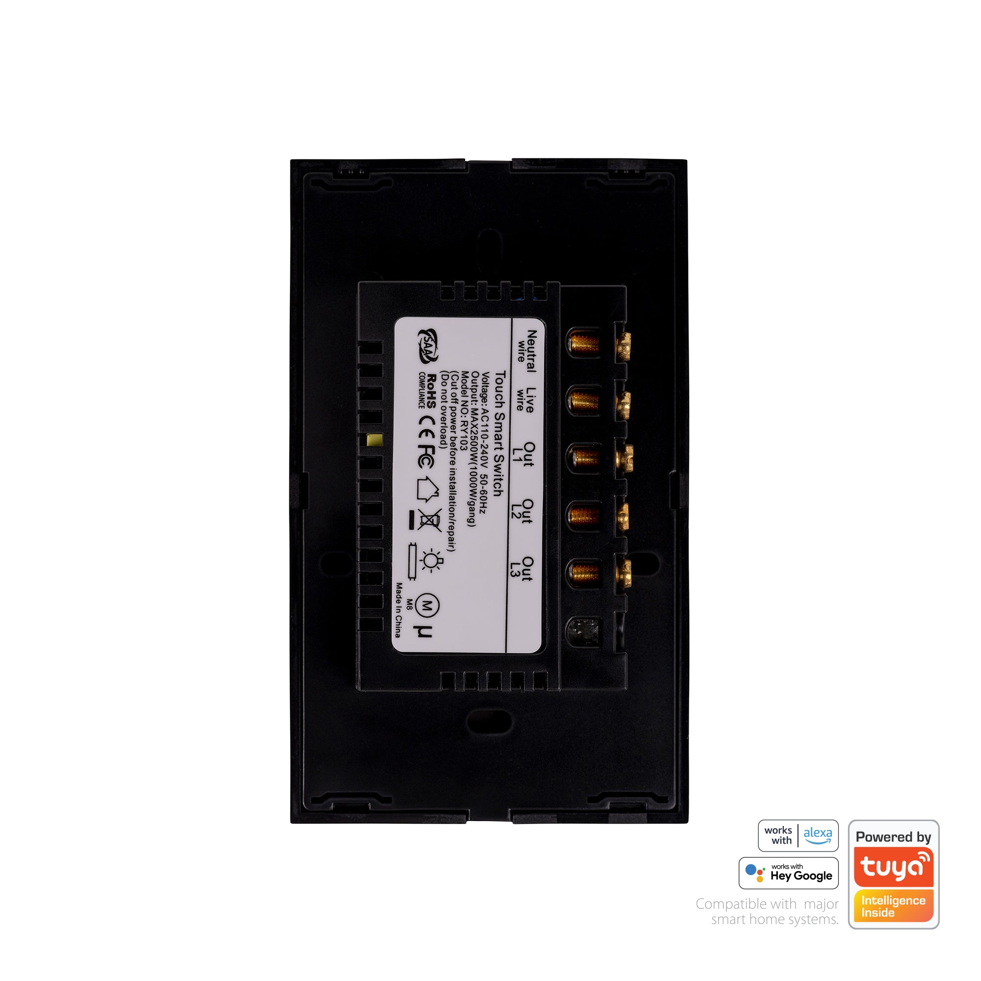 HV9210-3 - Wifi 3 Gang Black Wall Switch