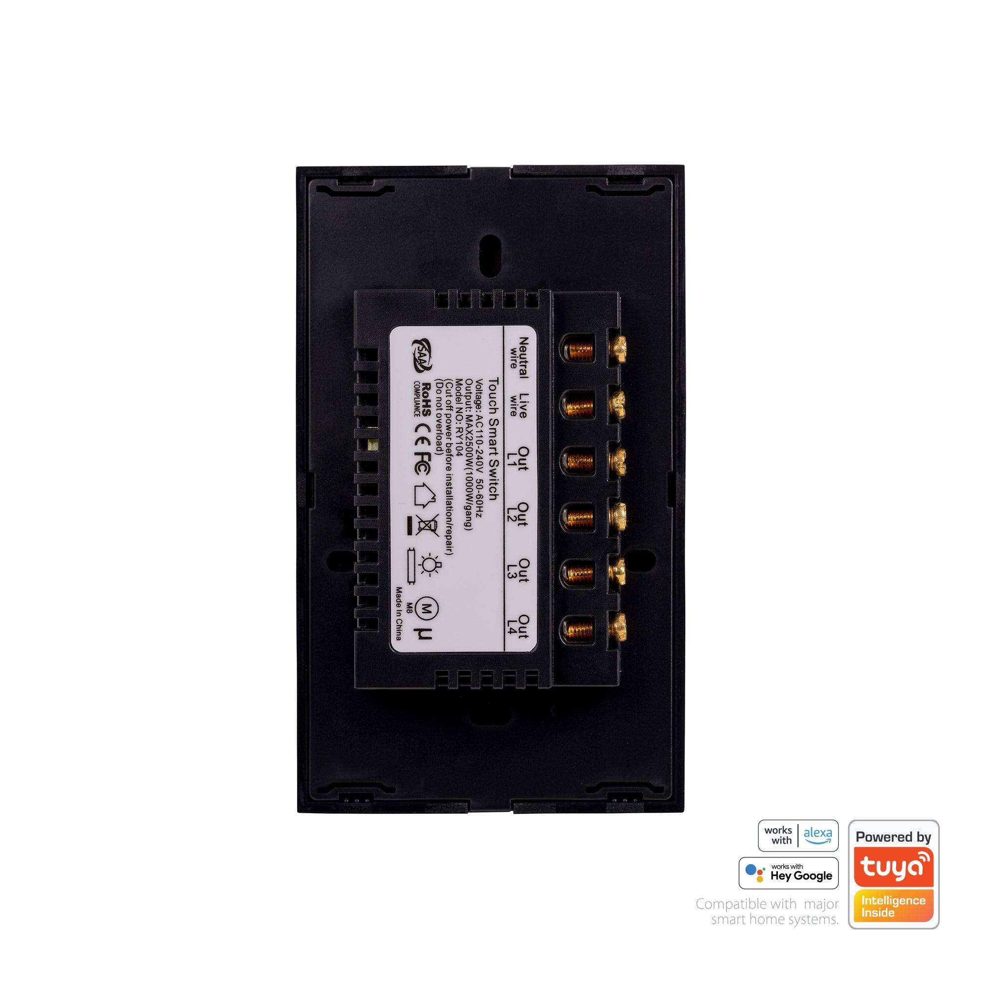 HV9210-4 - Wifi 4 Gang Black Wall Switch