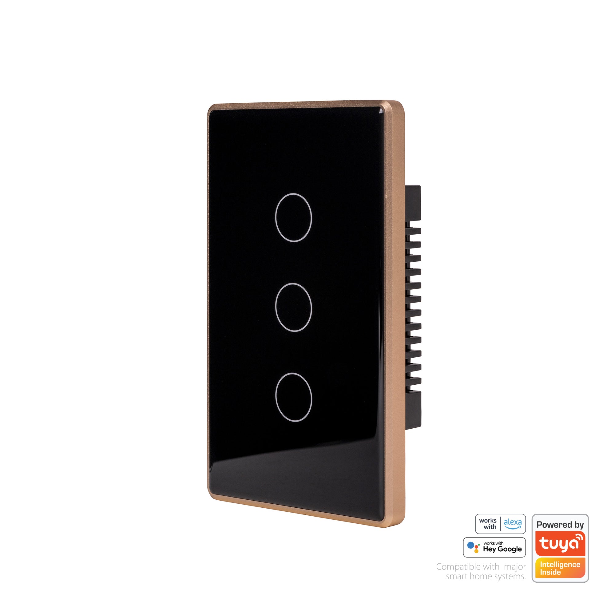 HV9220-3 - Wifi 3 Gang Black with Gold Trim Wall Switch