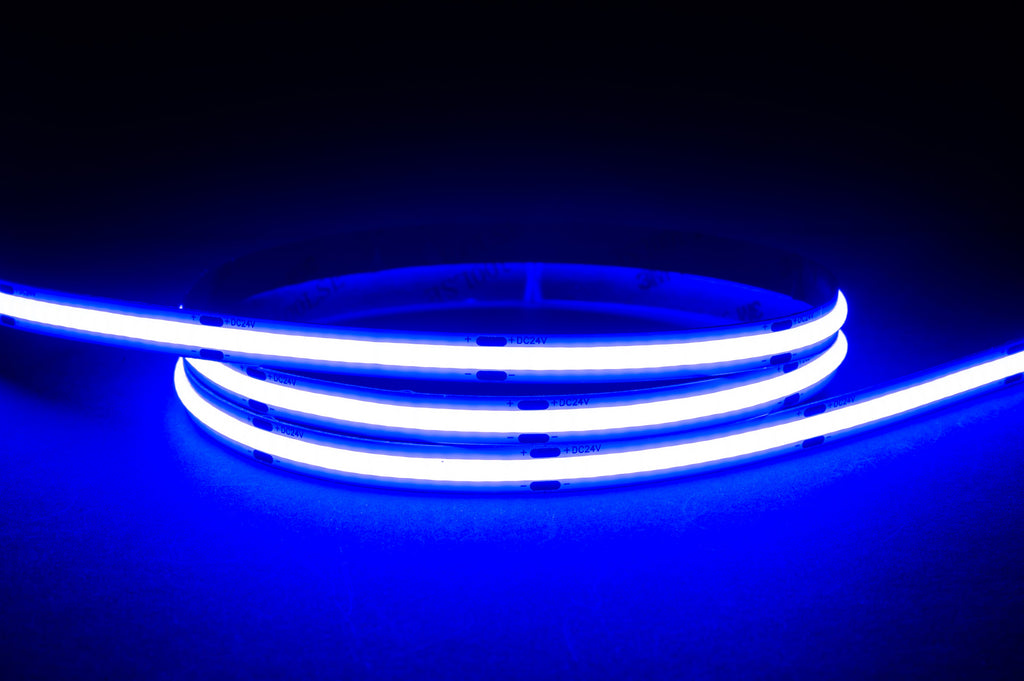 HV9761-IP20-320-B - 9.6w IP20 24v DC Blue COB Dotless LED Strip