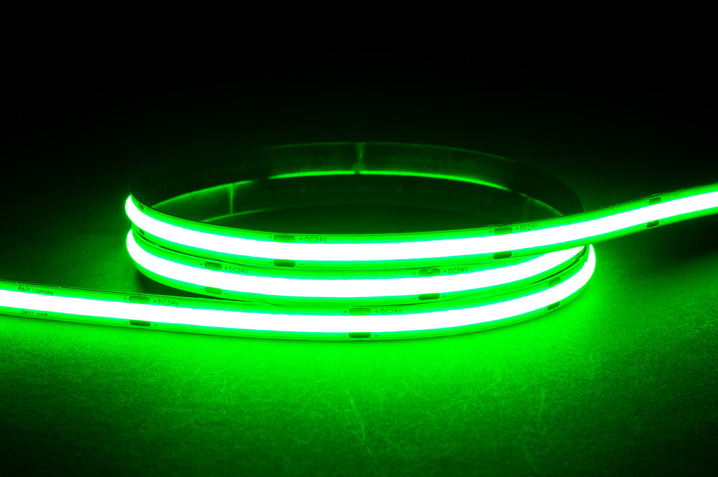 HV9761-IP20-320-G - 9.6w IP20 24v DC Green COB Dotless LED Strip