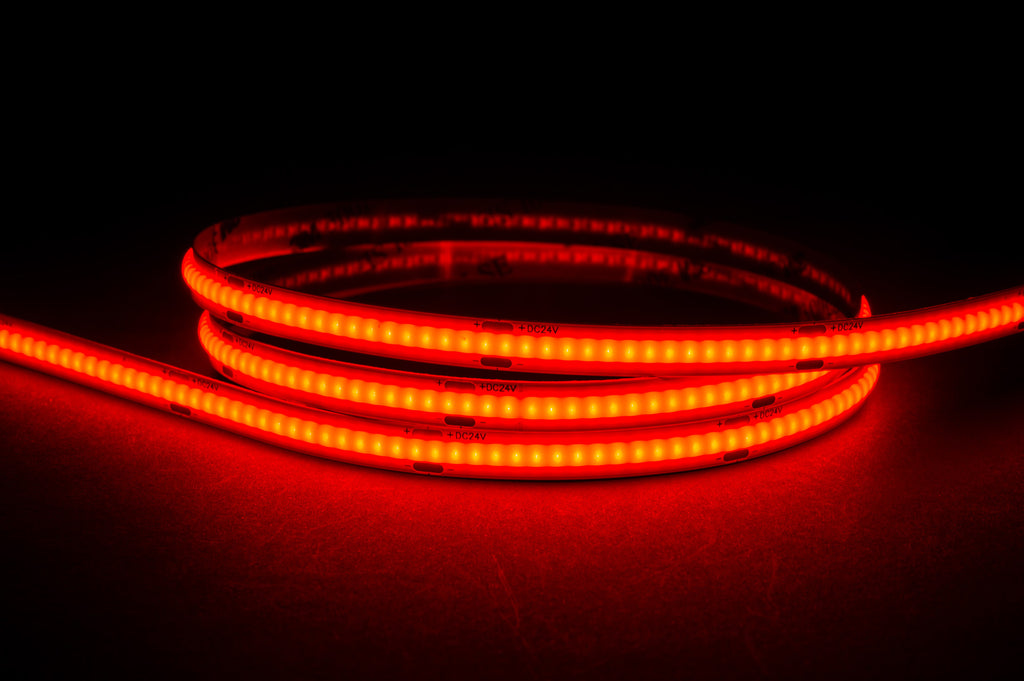 HV9761-IP20-320-R - 9.6w IP20 24v DC Red COB Dotless LED Strip