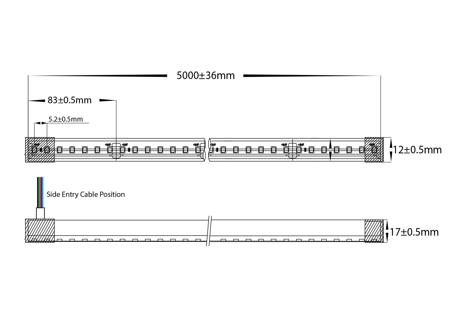 HV9795-IP67-200-RGBW - 14.4w IP67 24v DC Side Bend HaviFlex Flexible Neon LED Strip RGBW