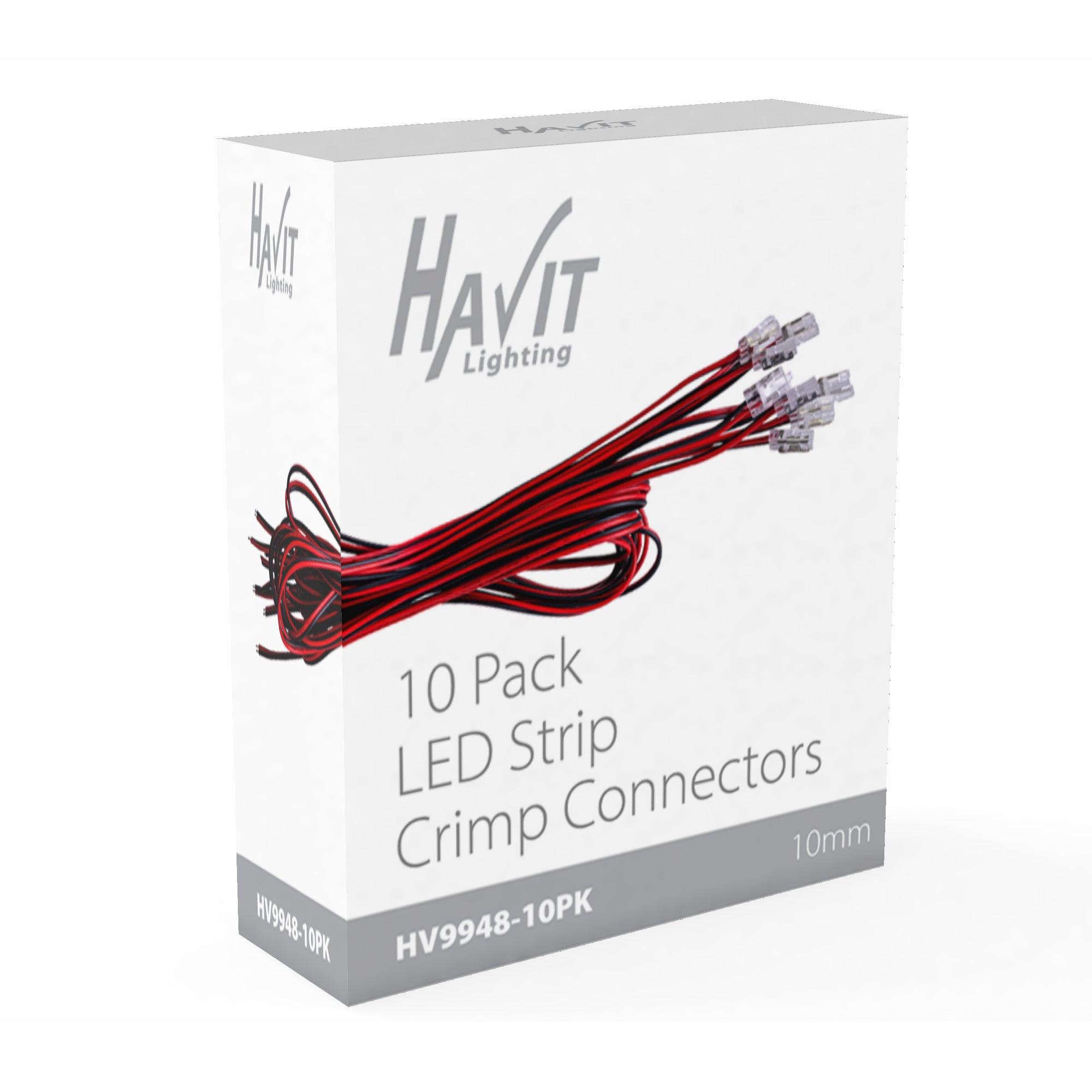 HV9948-10PK - 10 Pack of LED Strip Connectors with 1m Cable to suit IP20 10mm PCB LED Strip