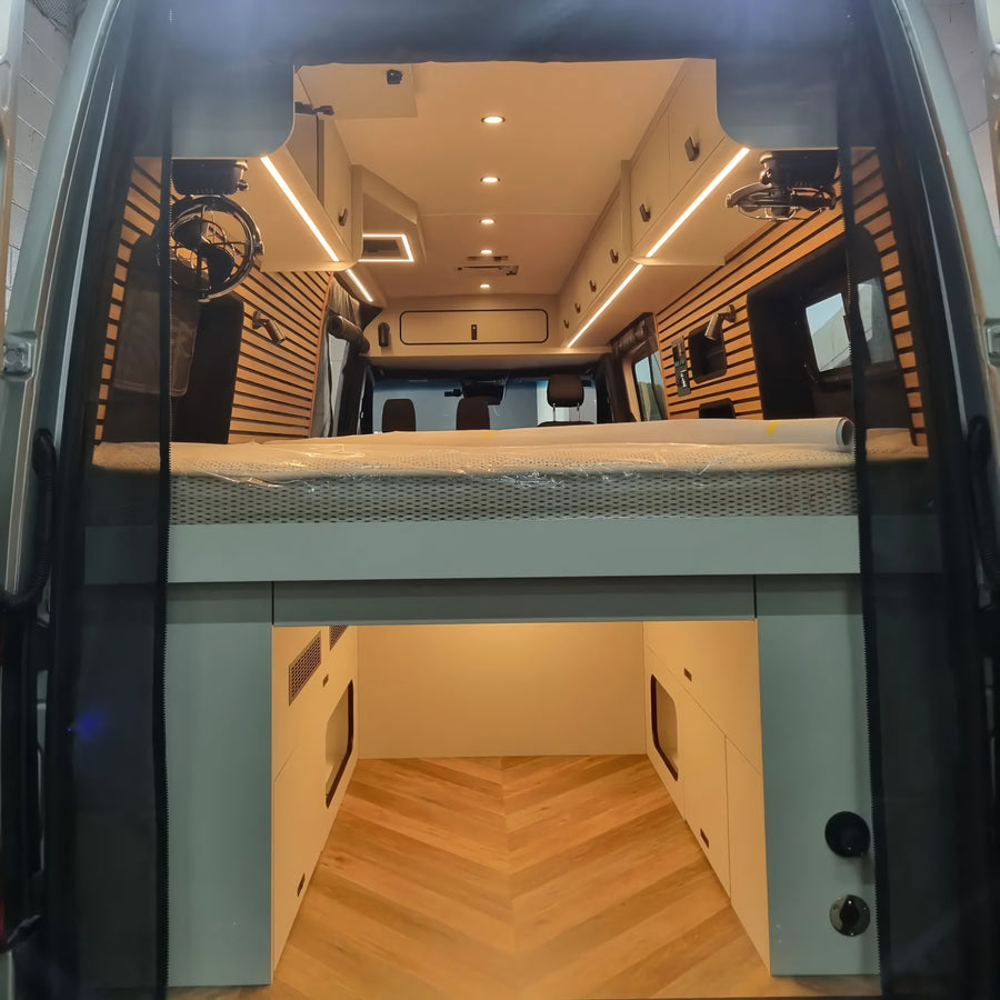 LED Strip Lighting Inside Custom Campervan Interior