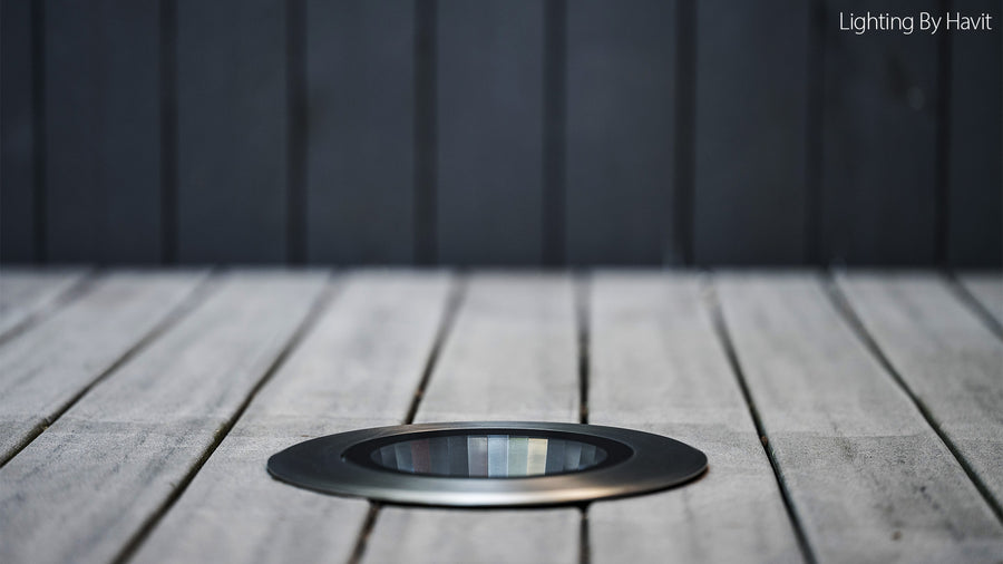 Klip 316 Stainless Steel Inground Light Recessed Into Outdoor Deck